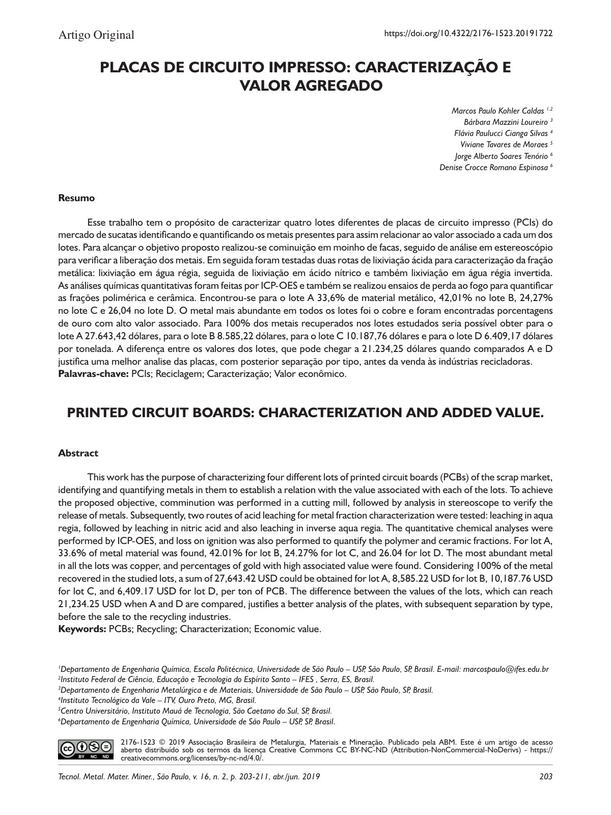 First page of Placas De Circuito Impresso Caracterizac