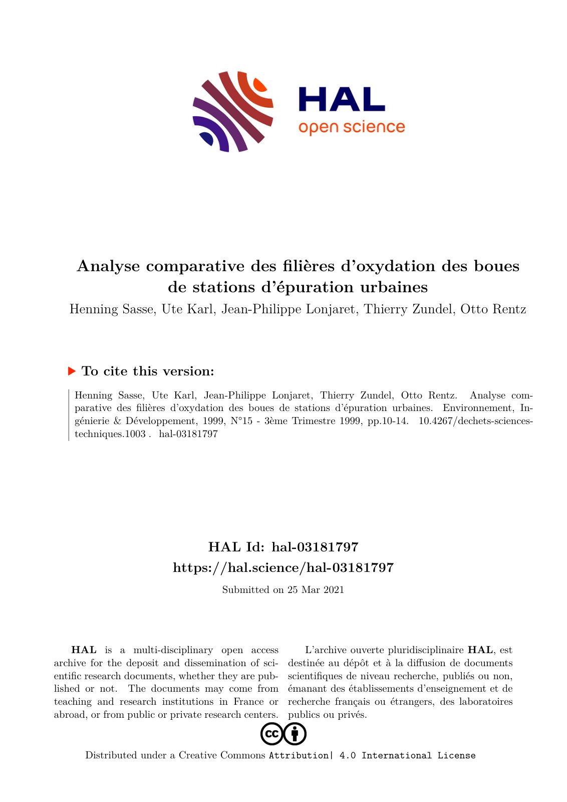 First page of Analyse comparative des filieres doxydat