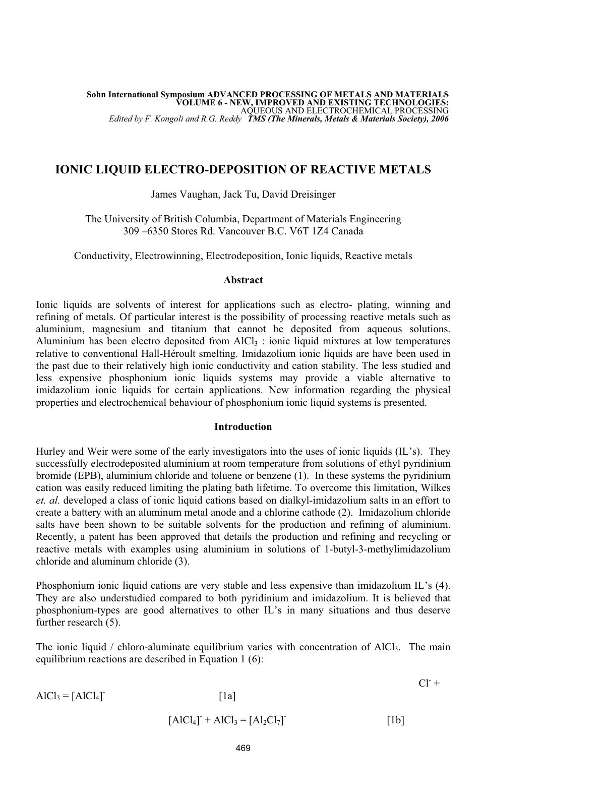 First page of IONIC LIQUID ELECTRO-DEPOSITION OF REACTIVE METALS