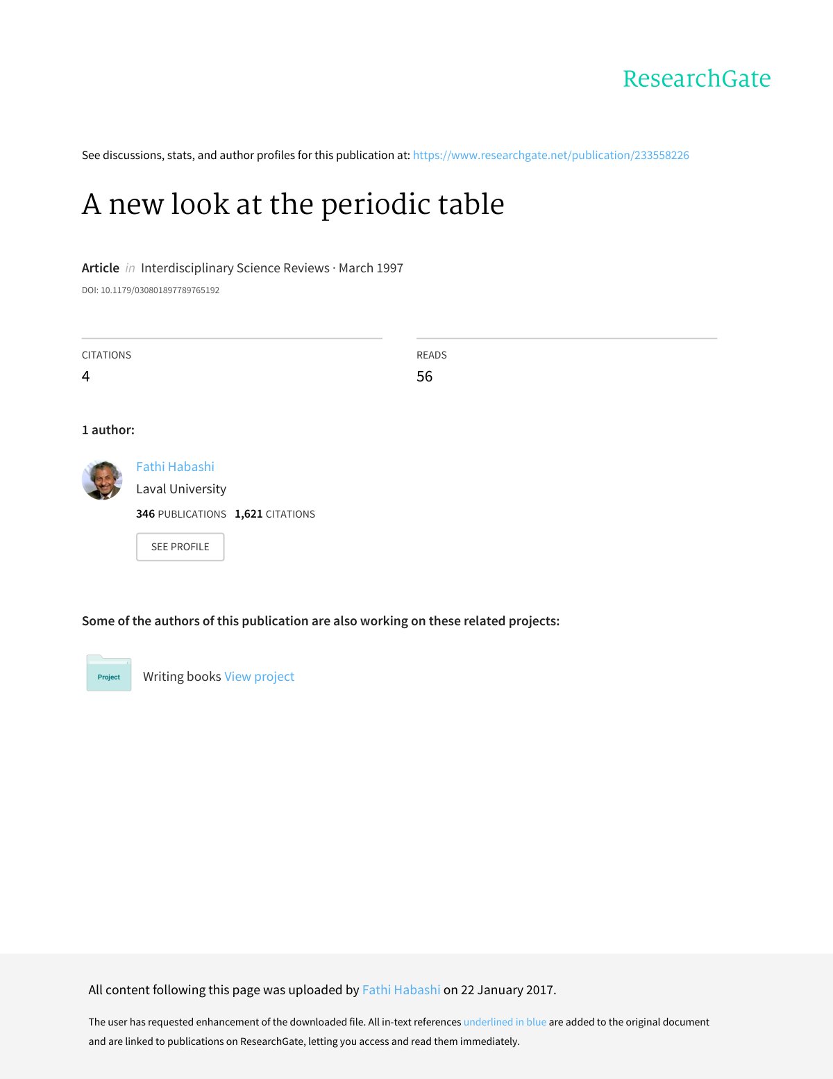 First page of A New Look at the Periodic Table