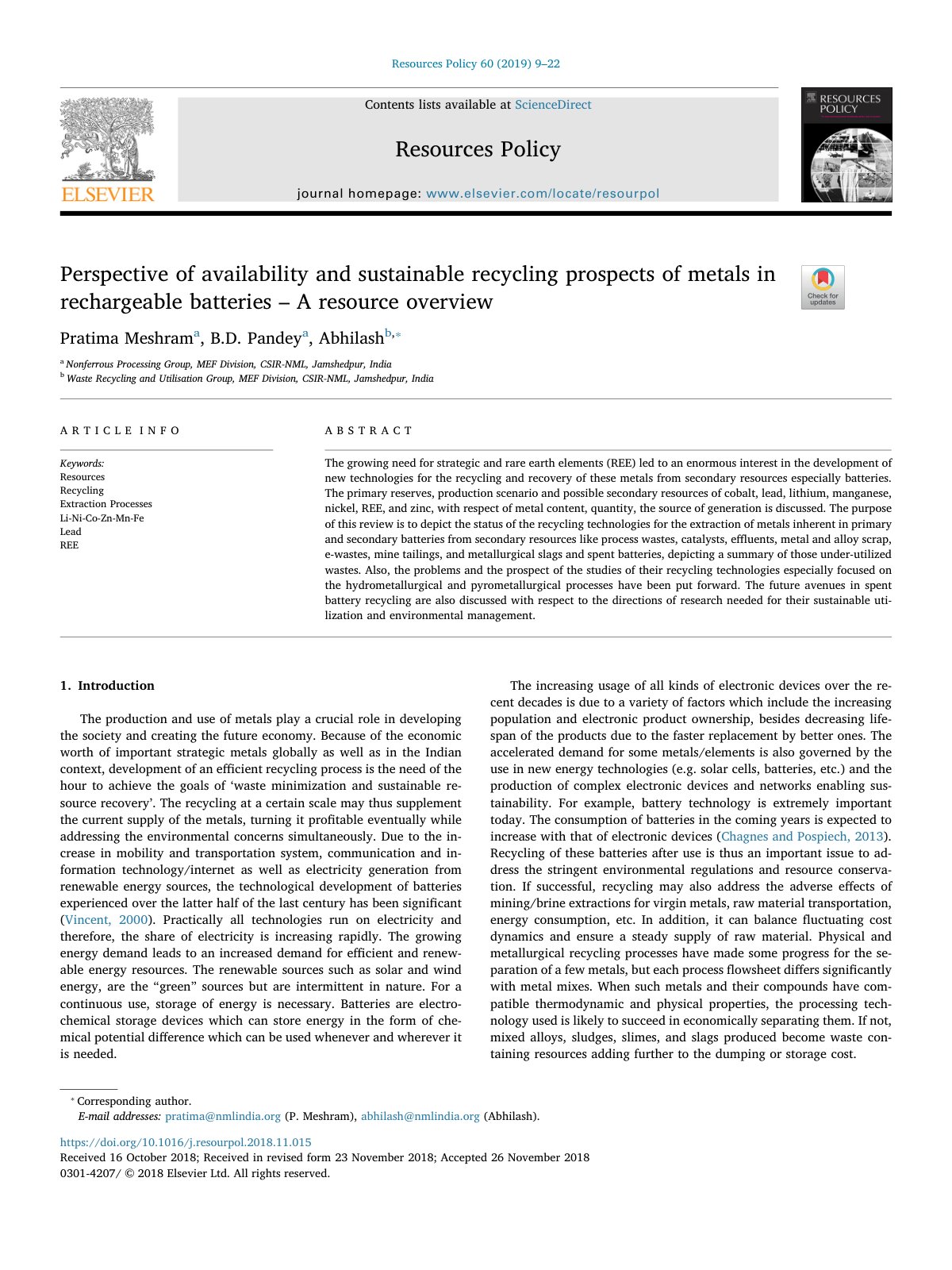 First page of Perspective of availability and sustaina