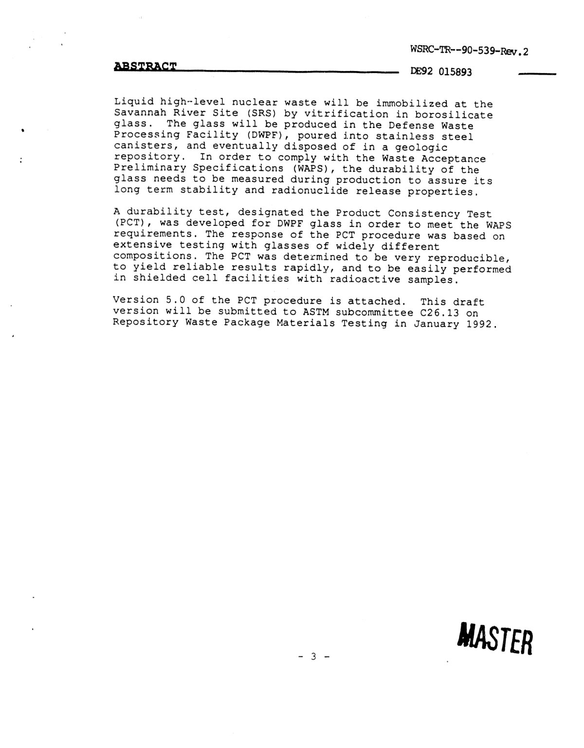 First page of Nuclear waste glass Product Consistency