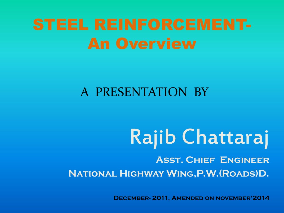 First page of STEEL REINFORCEMENT An Overview A PRESEN