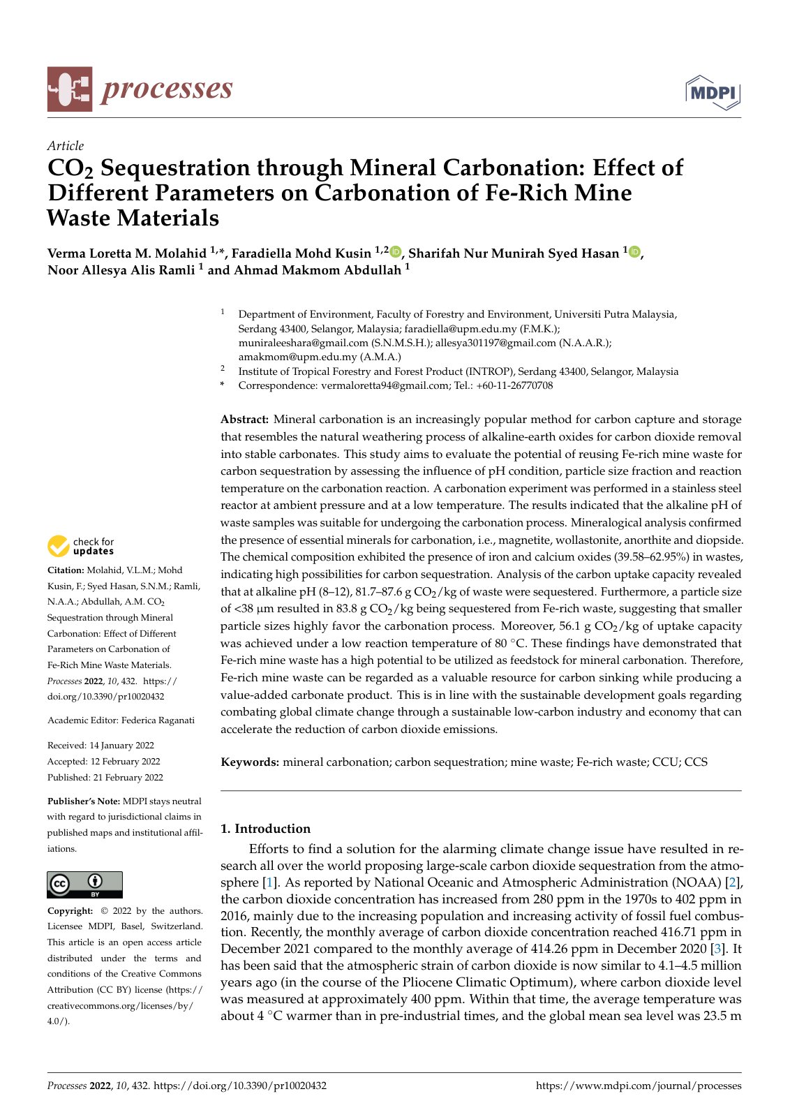 First page of CO2 Sequestration through Mineral Carbon