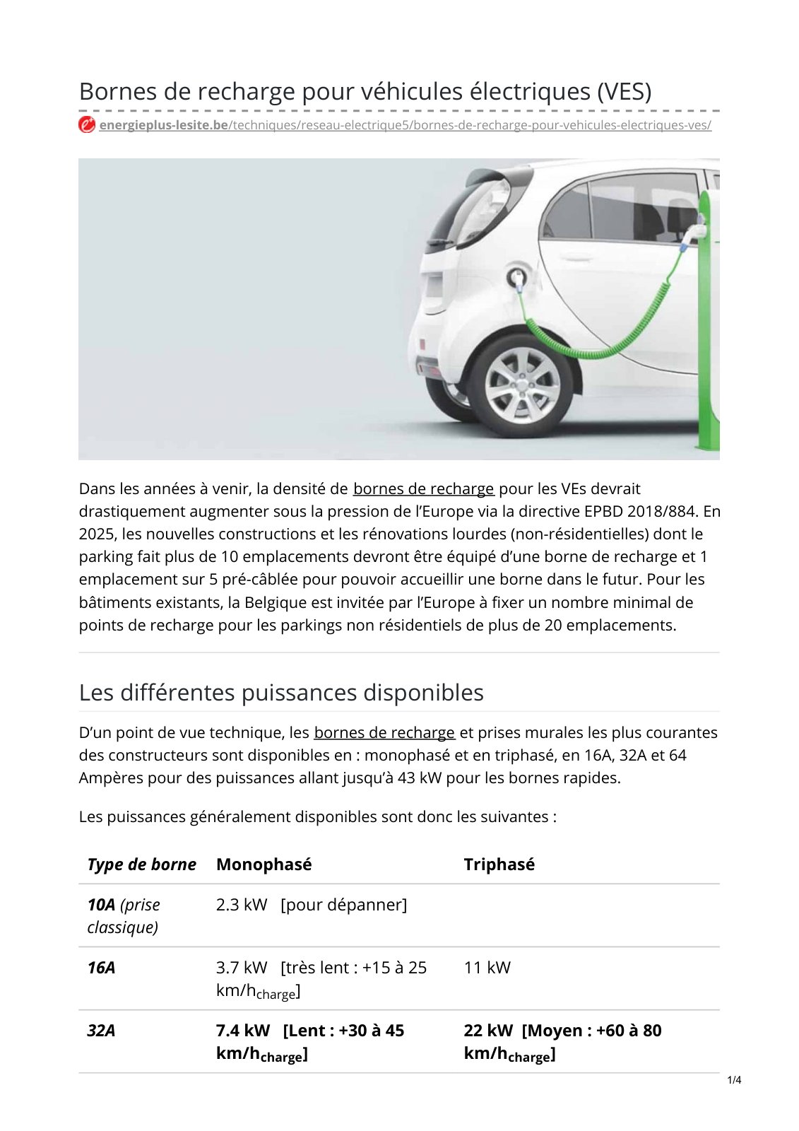 First page of bornes recharge