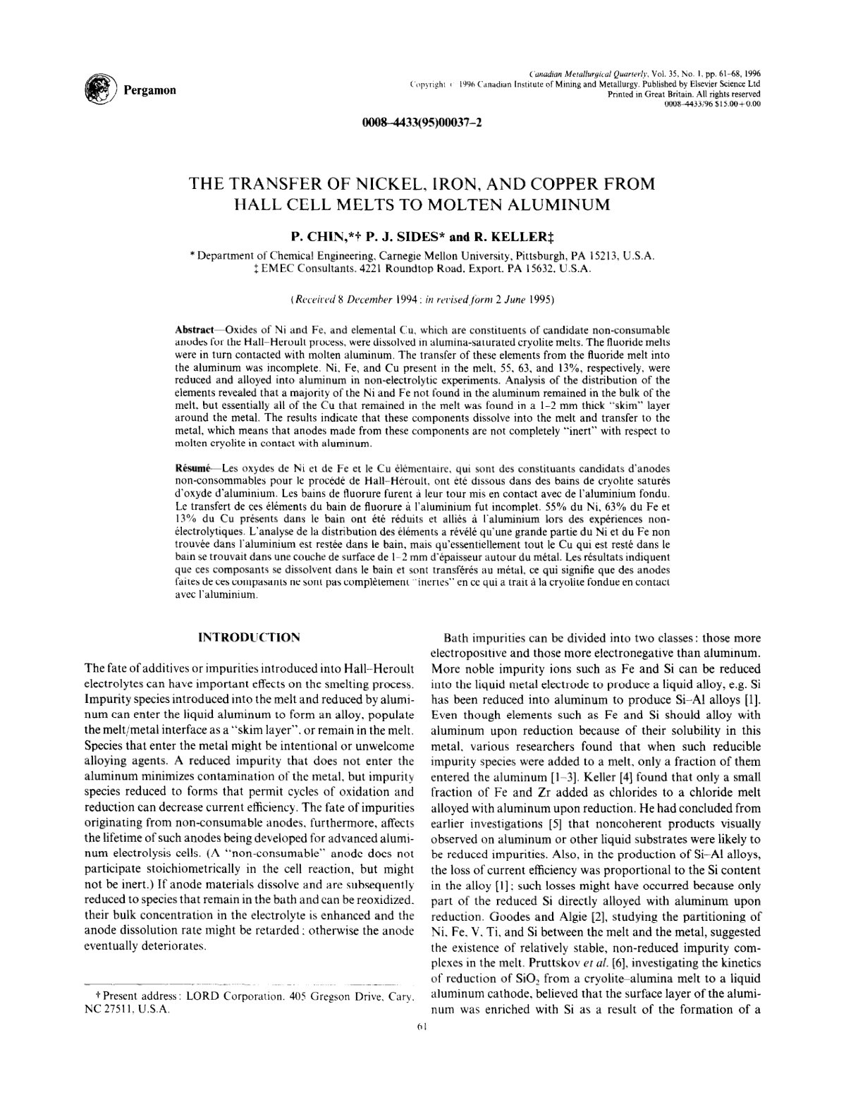 First page of The Transfer of Nickel Iron and Copper F