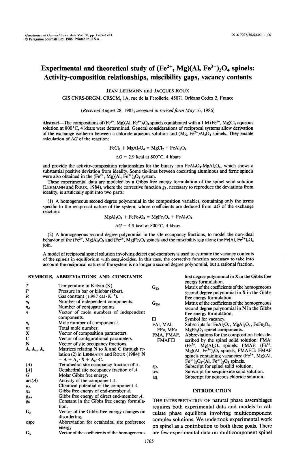 First page of Experimental and theoretical study of Fe