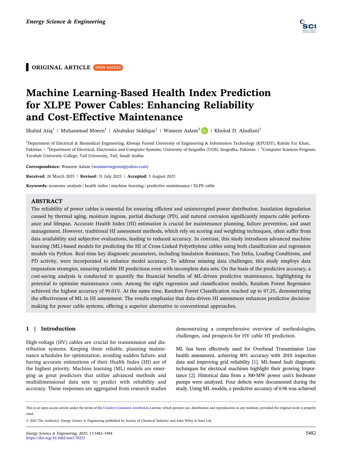 First page of Machine Learning Based Health Index Prediction for