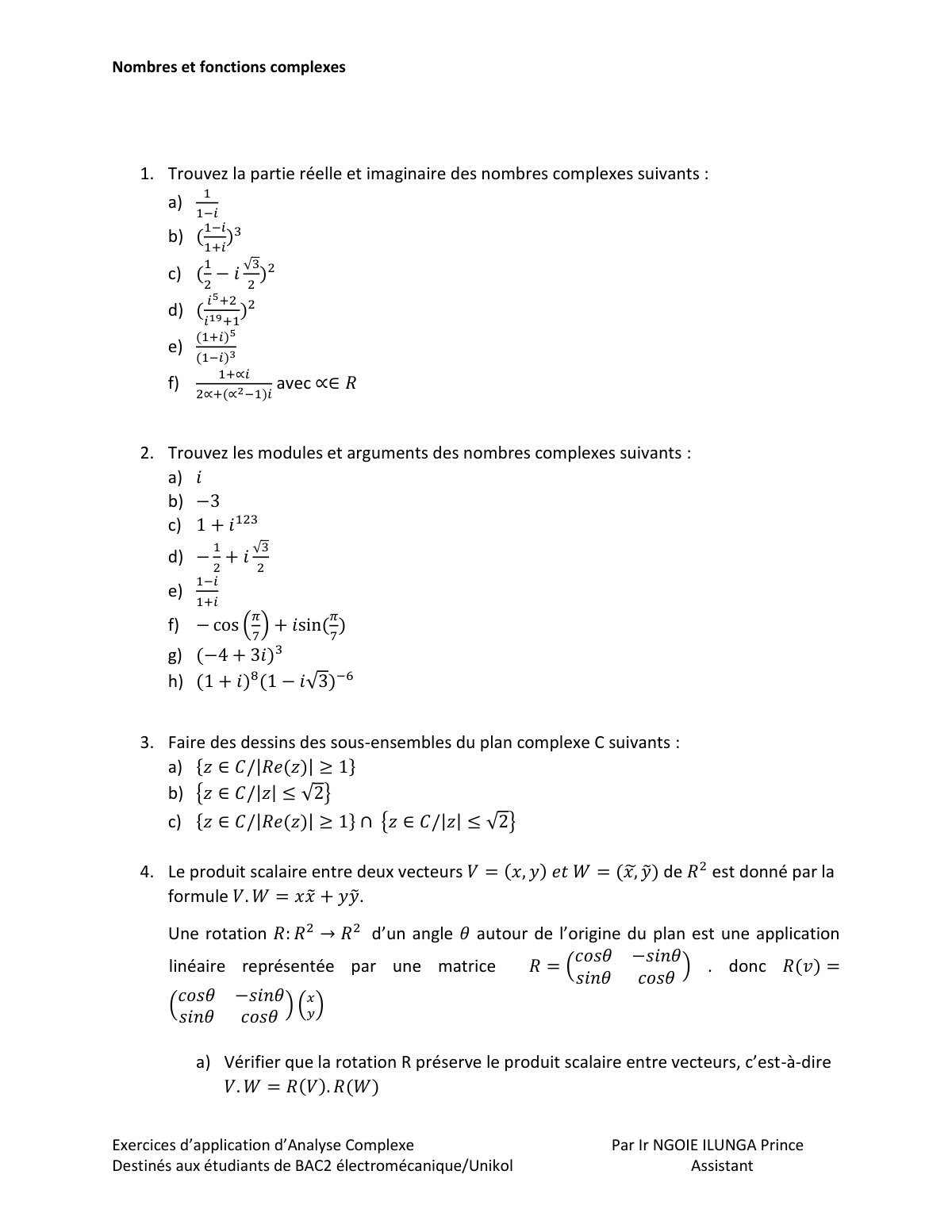 First page of EXERCICES