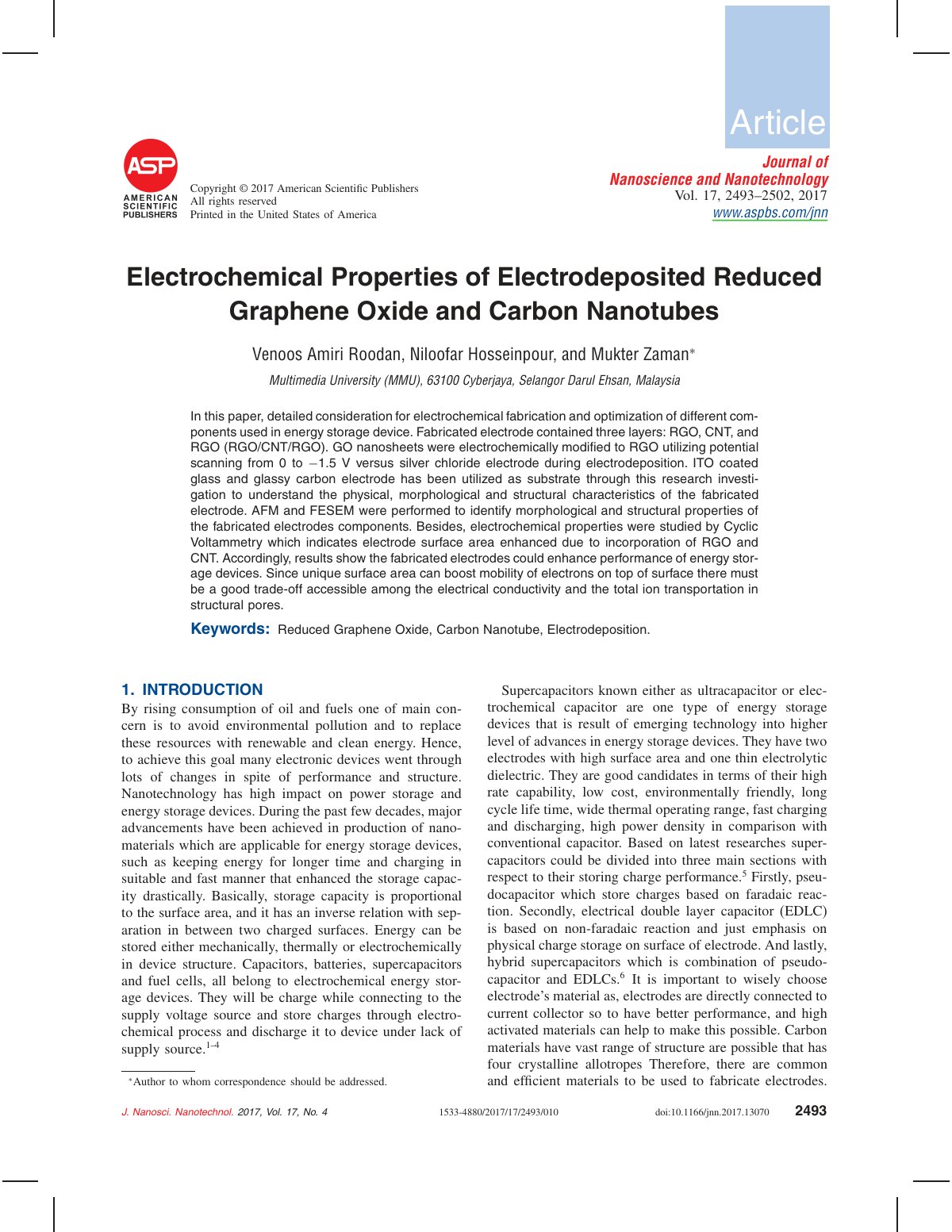 First page of Electrochemical properties of electrodep