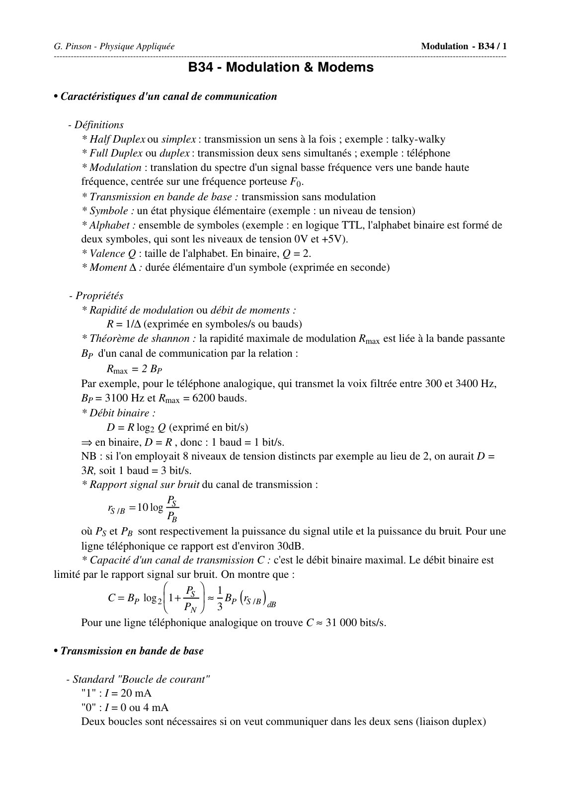 First page of Modulation & Modems