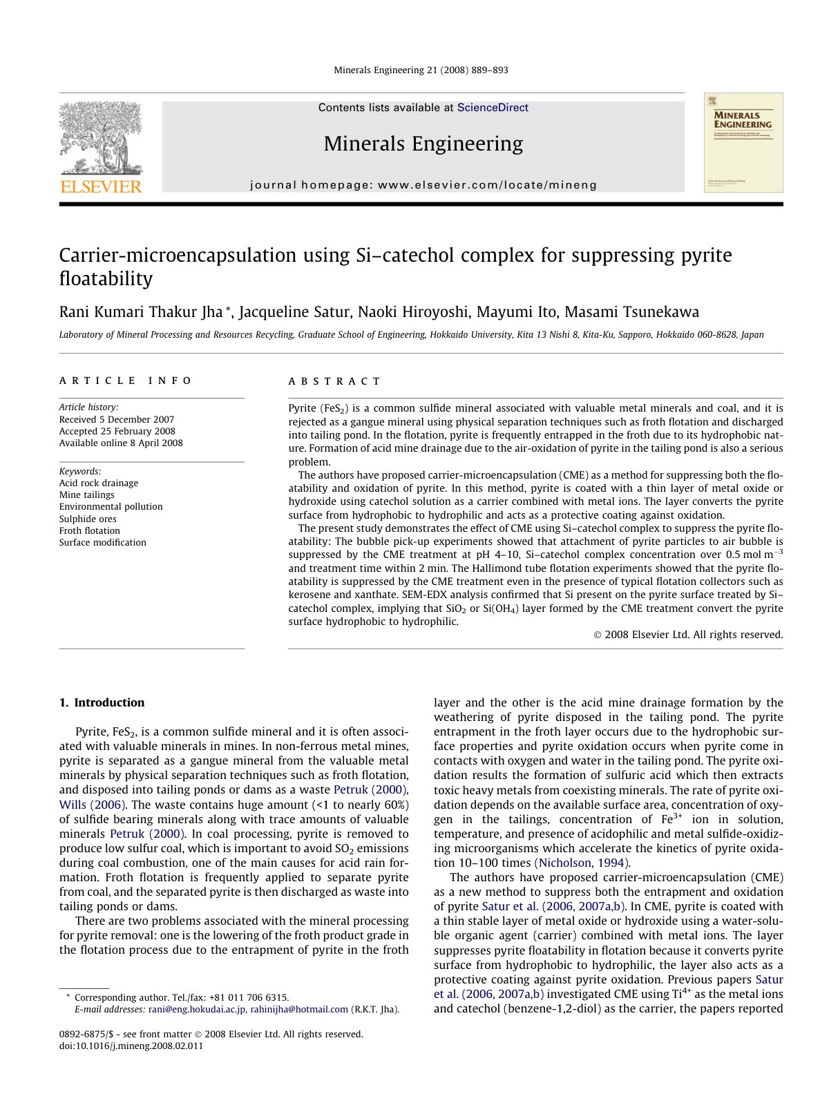 First page of Carrier microencapsulation using Si cate