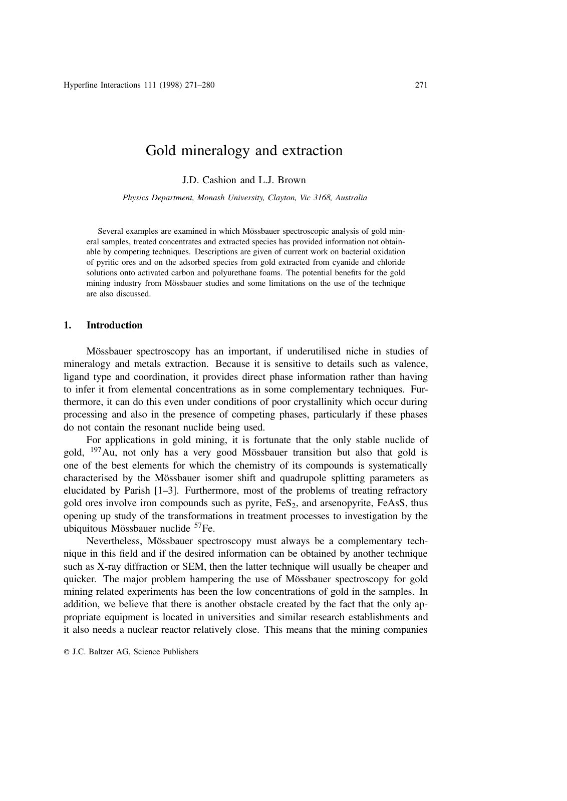 First page of Gold mineralogy and extraction