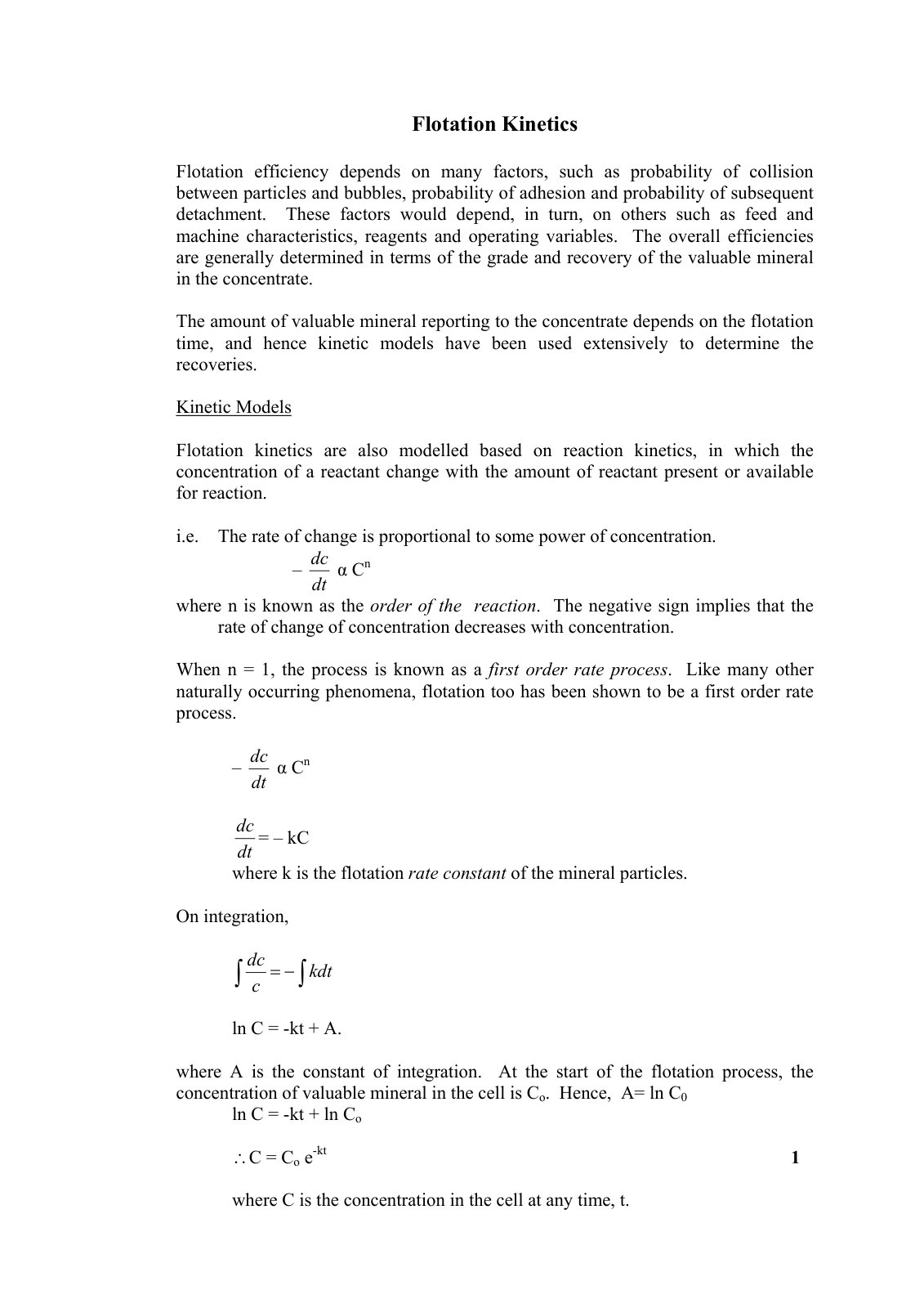 First page of L4   Flotation Kinetics