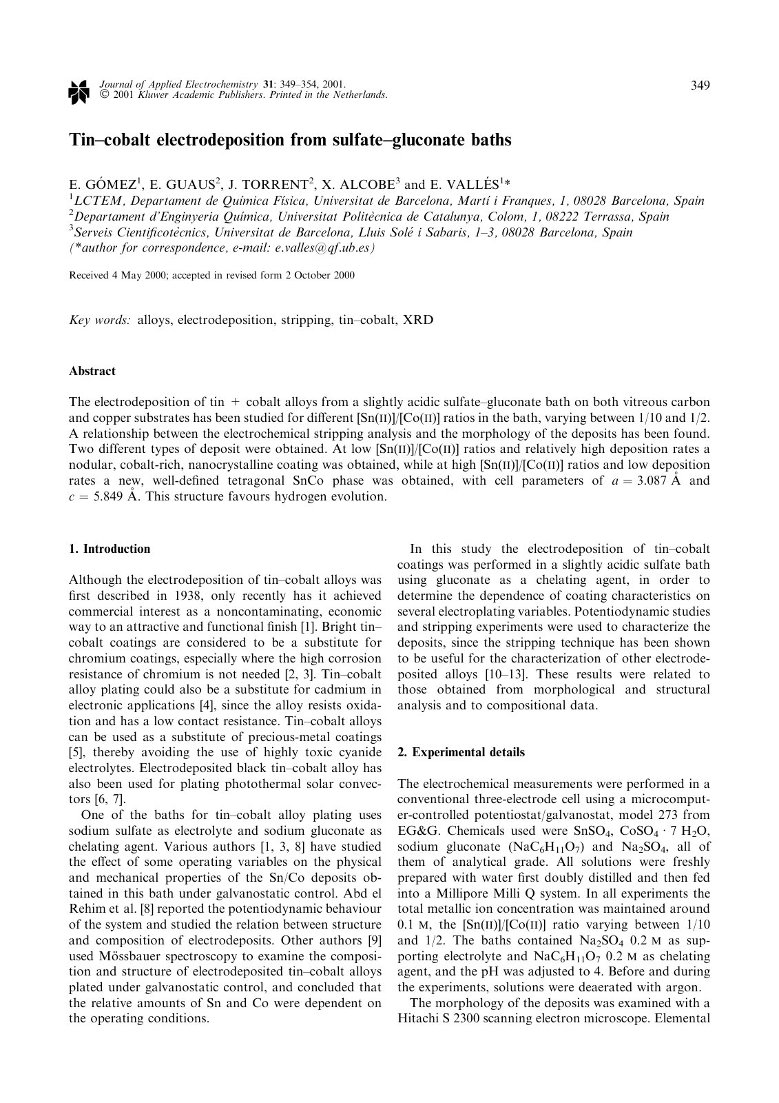 First page of Tin cobalt electrodeposition from sulfat