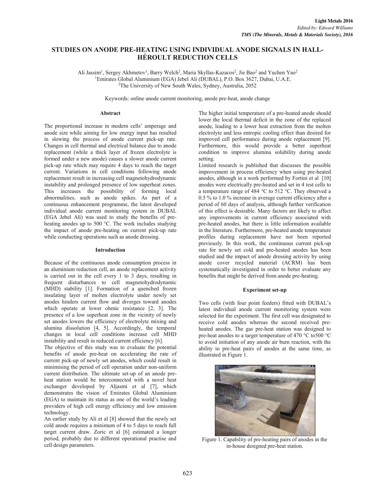 First page of STUDIES ON ANODE PRE-HEATING USING INDIVIDUAL ANODE SIGNALS IN HALL-HÉROULT REDUCTION CELLS