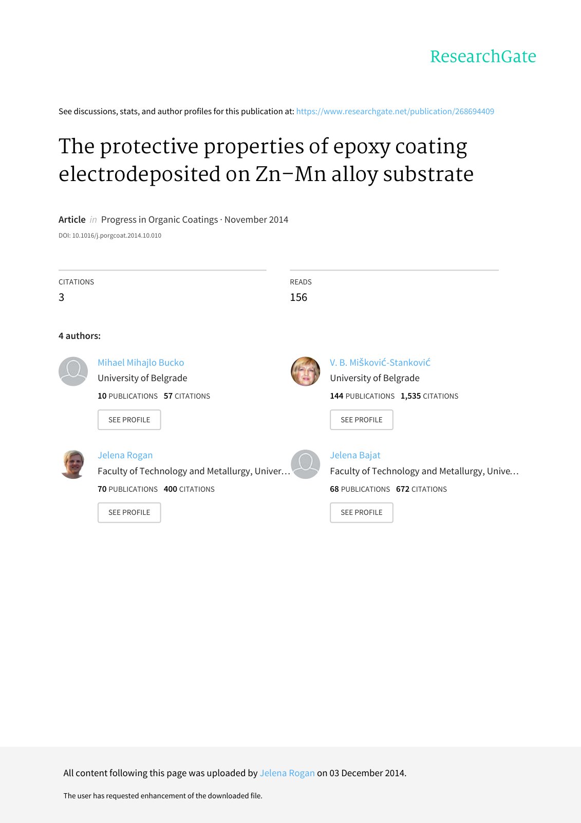 First page of The protective properties of epoxy coating electrodeposited on Zn–Mn alloy substrate