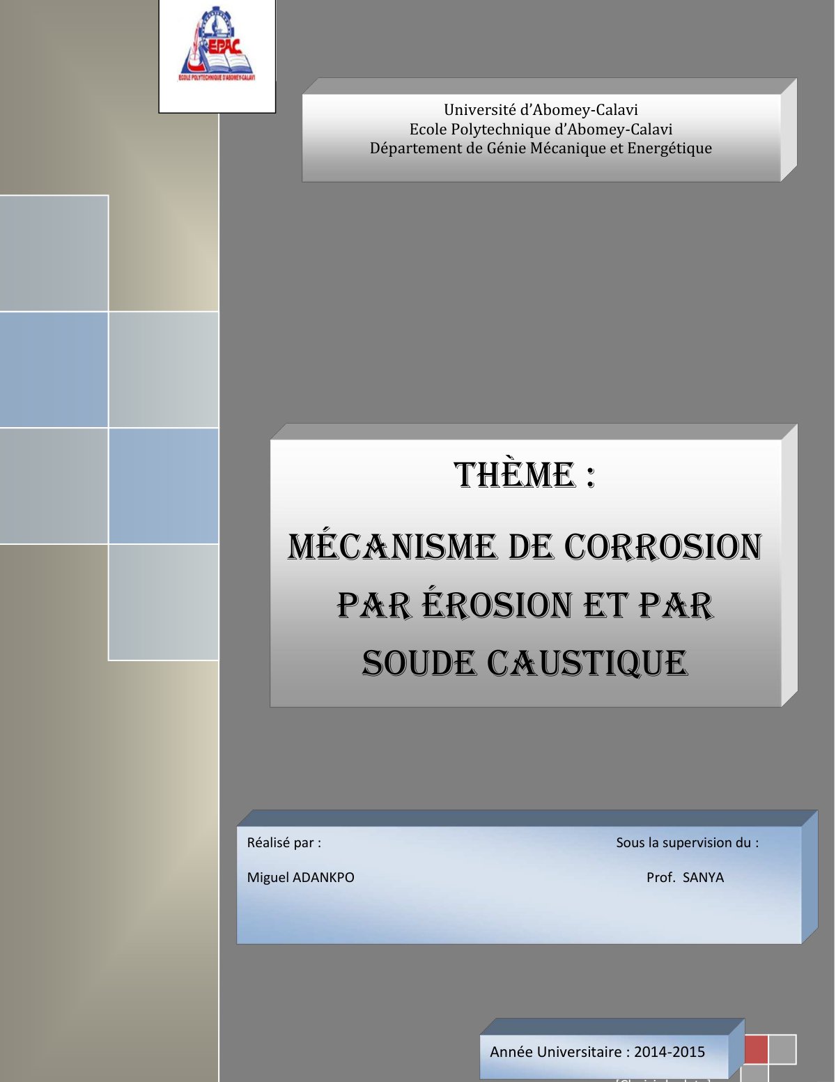 First page of Mecanismes de corrosion par erosion et p