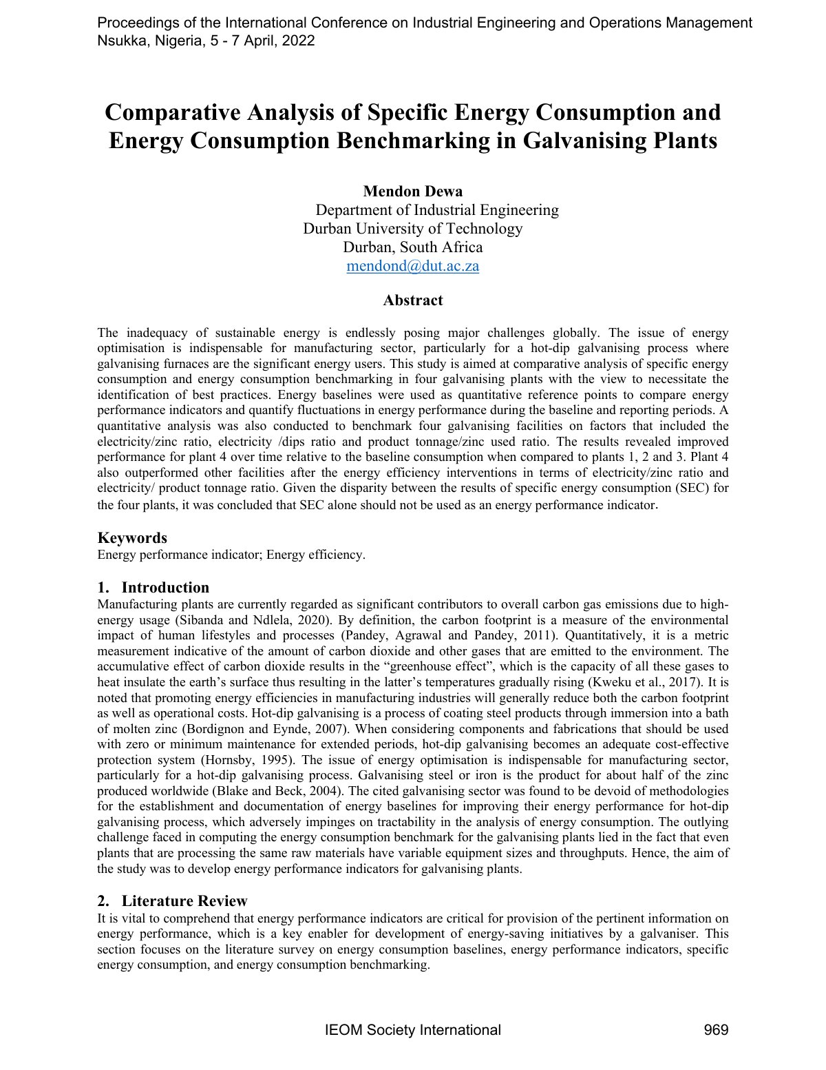 First page of Comparative Analysis of Specific Energy