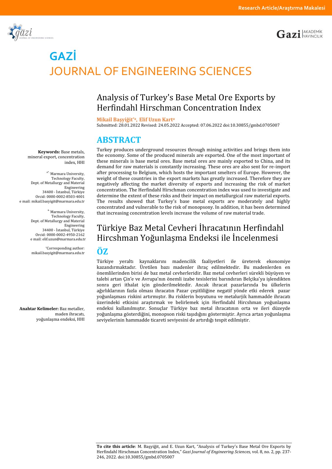 First page of Analysis of Turkey and 039 s Base Metal