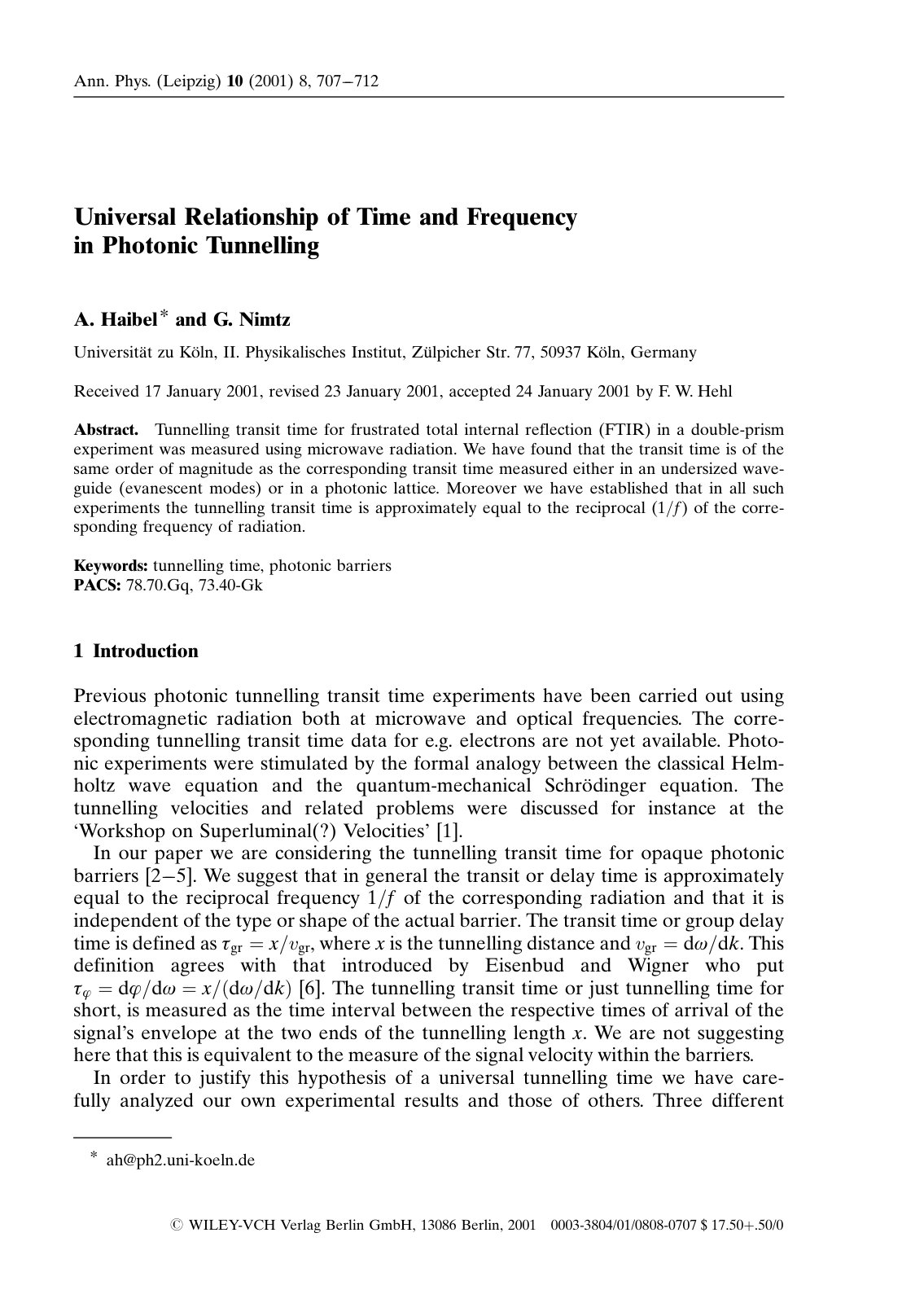 First page of Universal Relationship of Time and Frequ