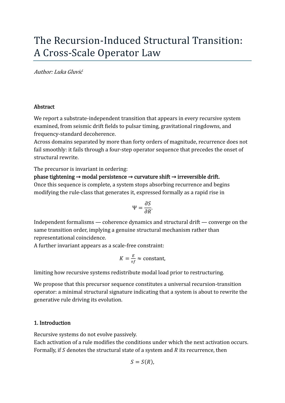 First page of The Recursion Induced Structural Transit
