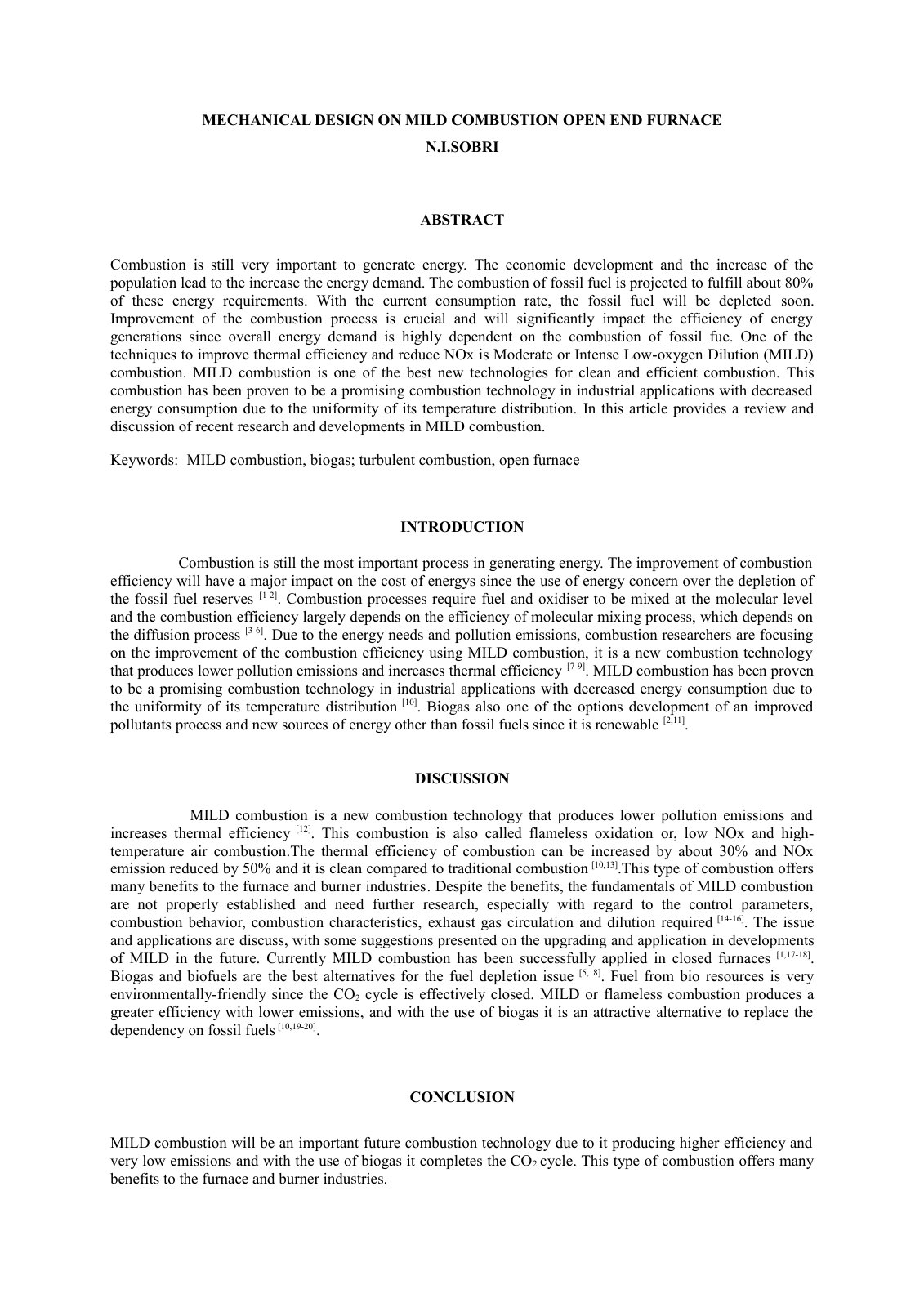 First page of Mechanical Design on Mild Combustion Ope