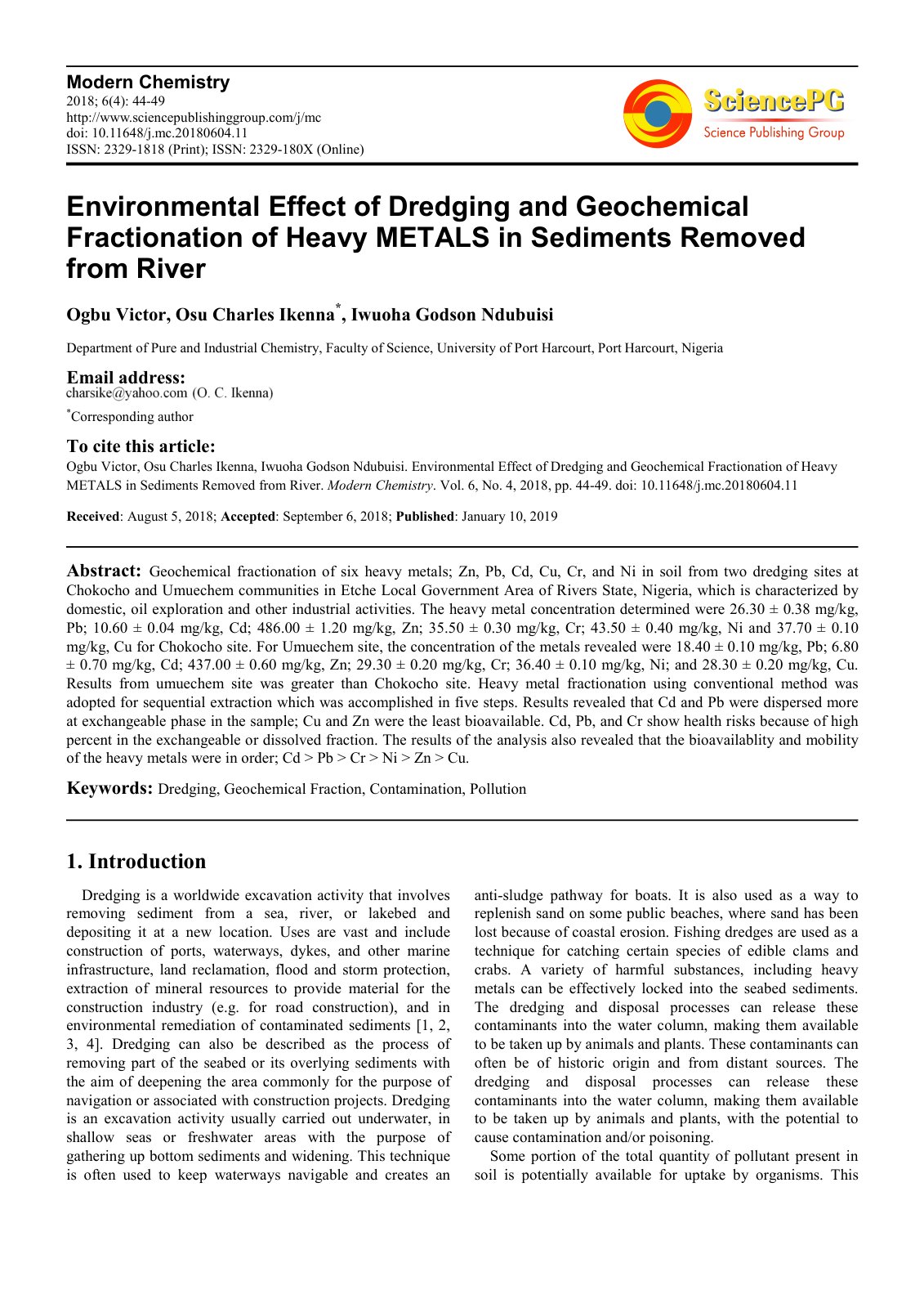 First page of Environmental Effect of Dredging and Geo