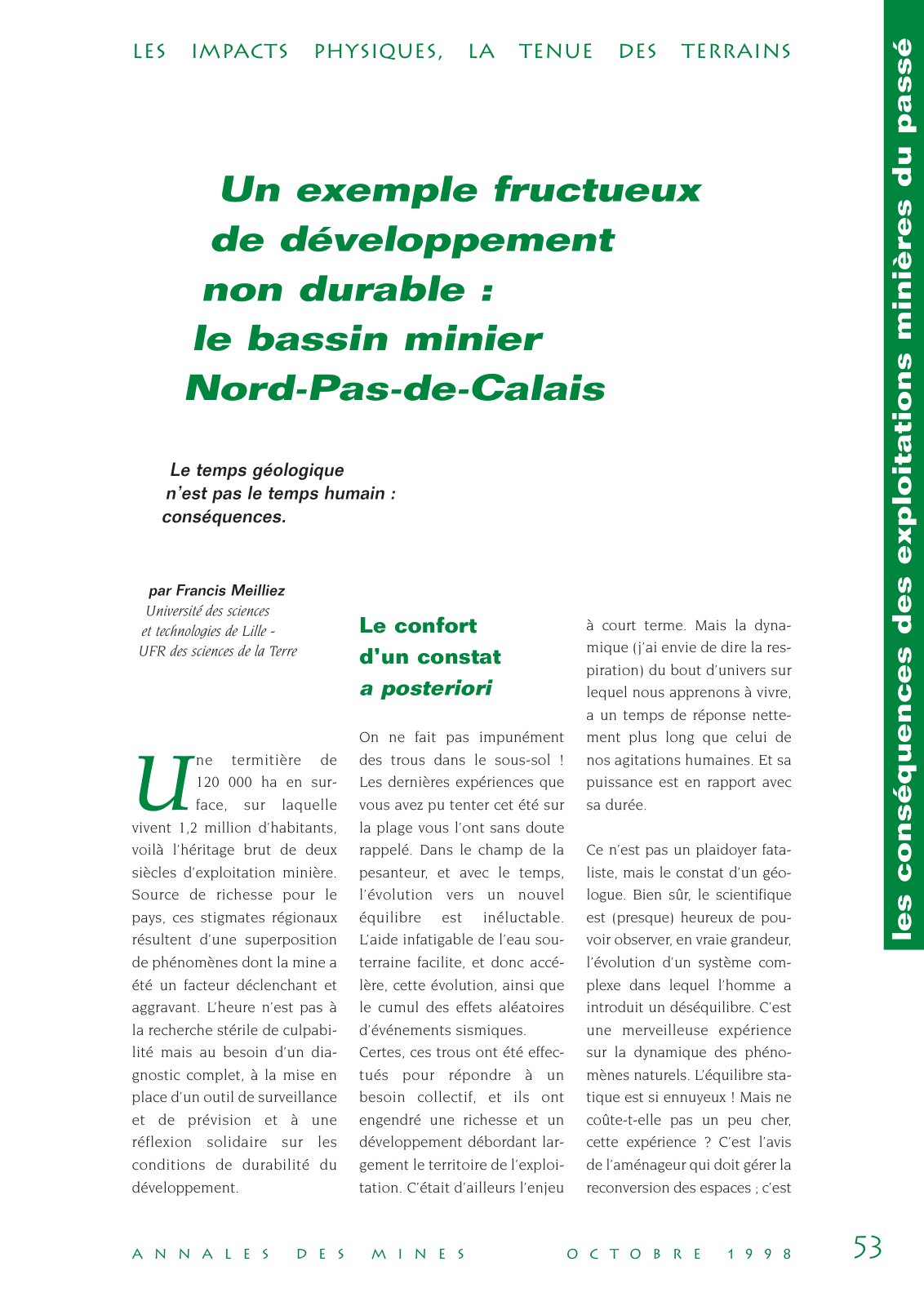 First page of les conséquences des exploitations minières du passé