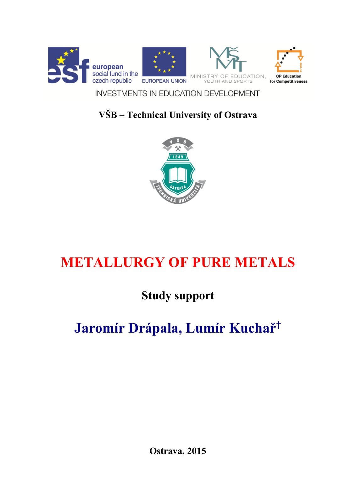 First page of Metallurgy of Pure Metals