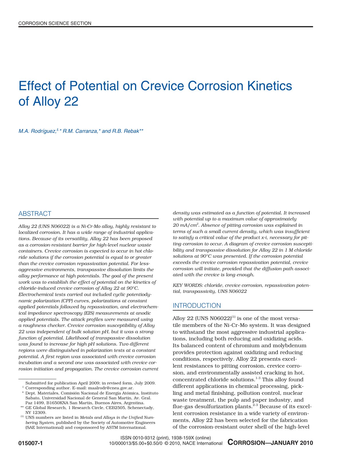 First page of Effect of Potential on Crevice Corrosion Kinetics of Alloy 22