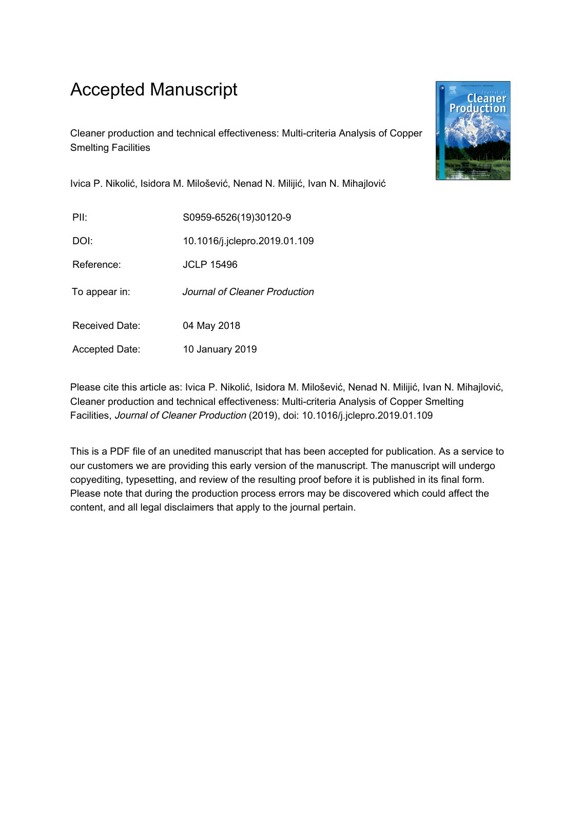 First page of Cleaner production and technical effecti