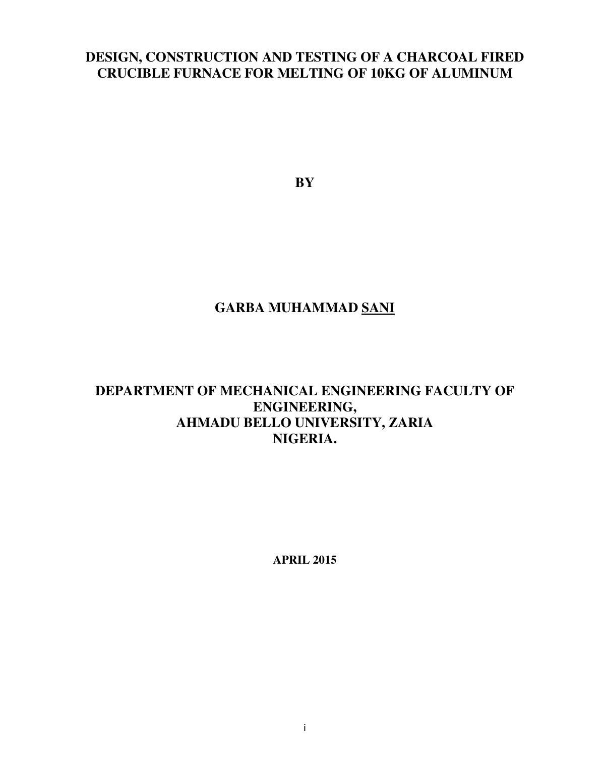 First page of DESIGN CONSTRUCTION AND TESTING OF A CHA