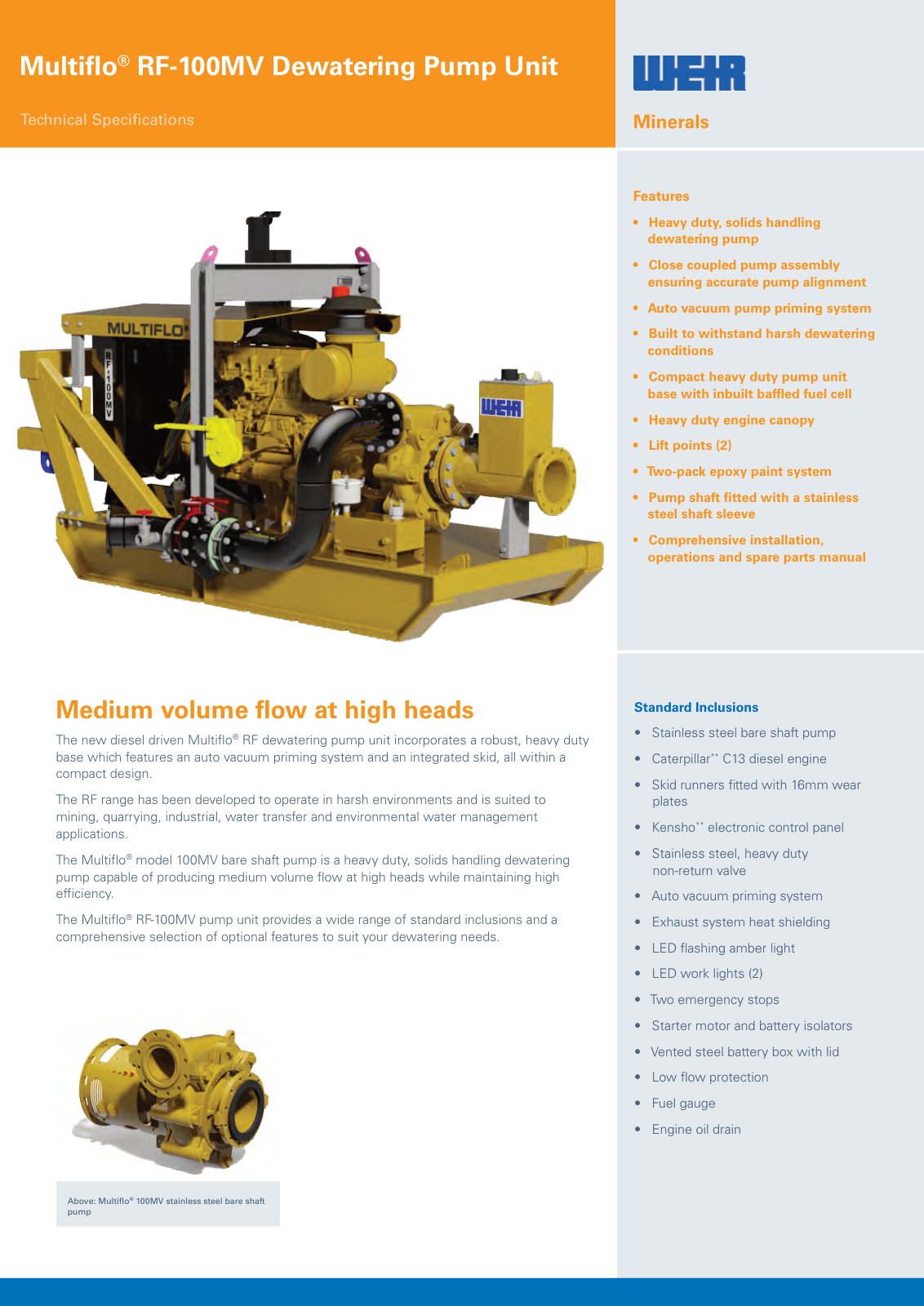 First page of AU0884 Multiflo RF100MV Spec Sheet FINAL PREVIEW