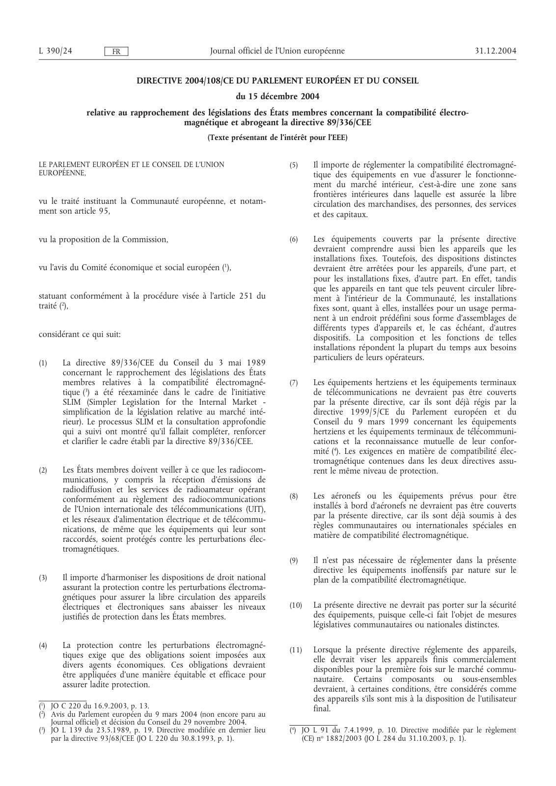 First page of directive cem