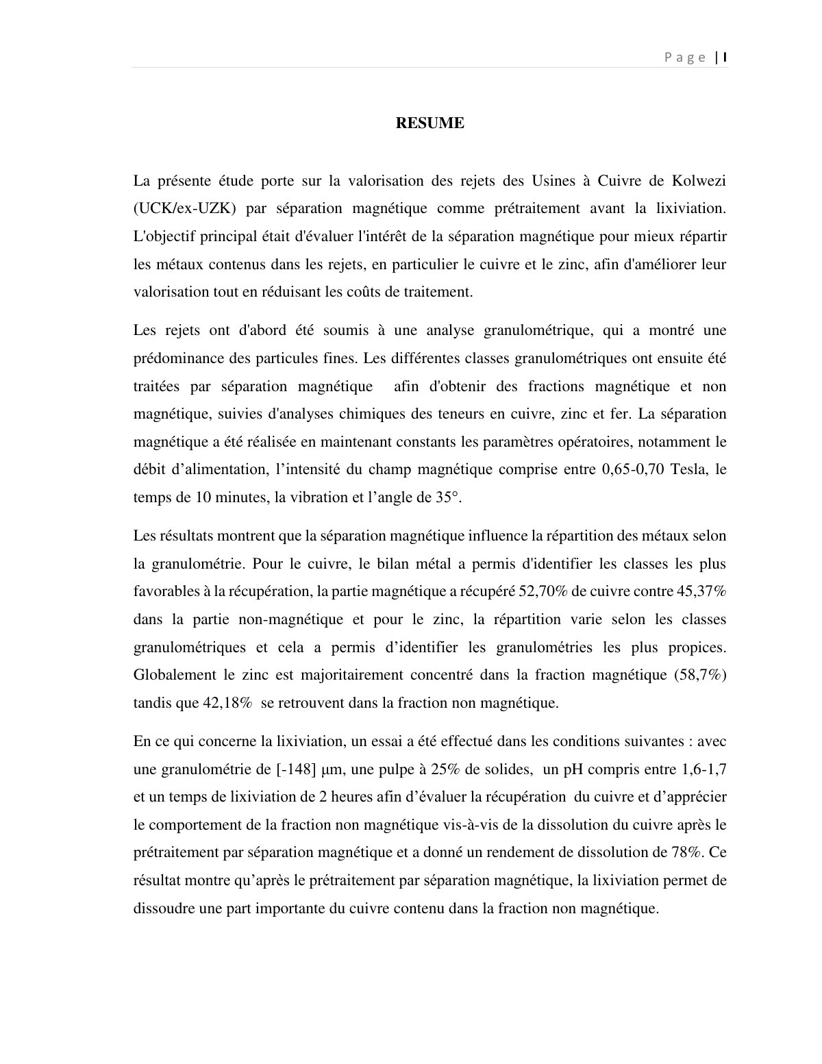 First page of ILUNGA KAMWANYA MEMEOIRE