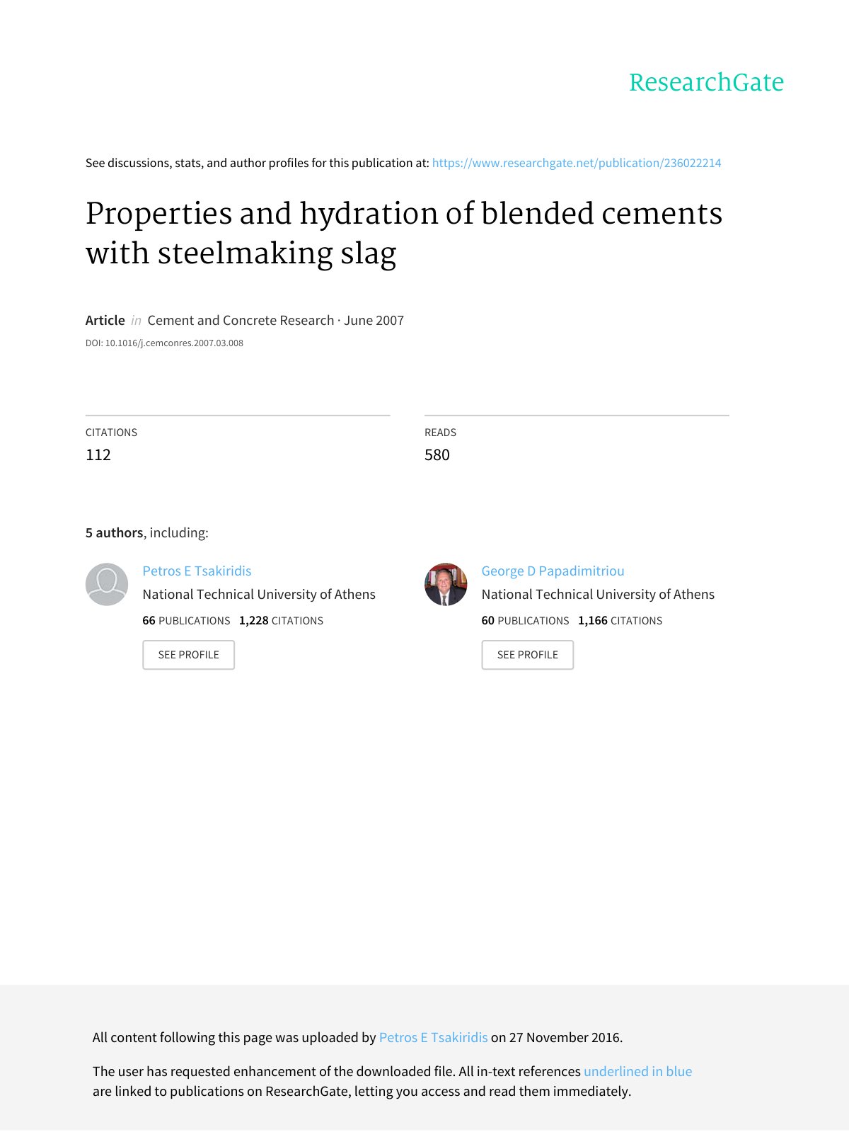 First page of Properties and hydration of blended ceme
