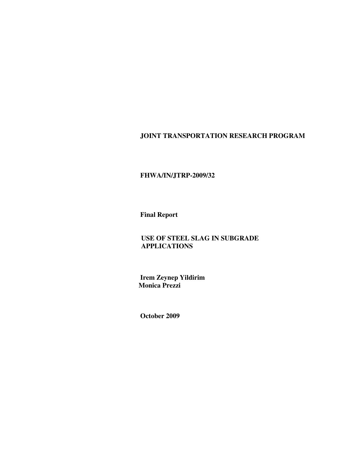 First page of Use of Steel Slag in Subgrade Applicatio