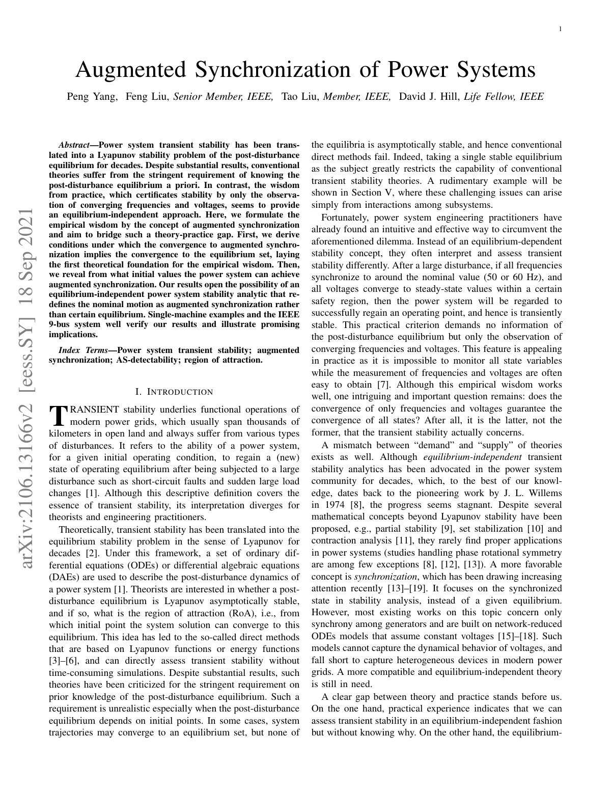 First page of Augmented Synchronization of Power Systems