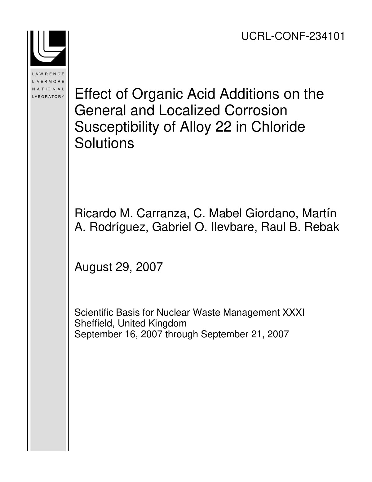 First page of Effect of Weak Acid Additions on the Gen