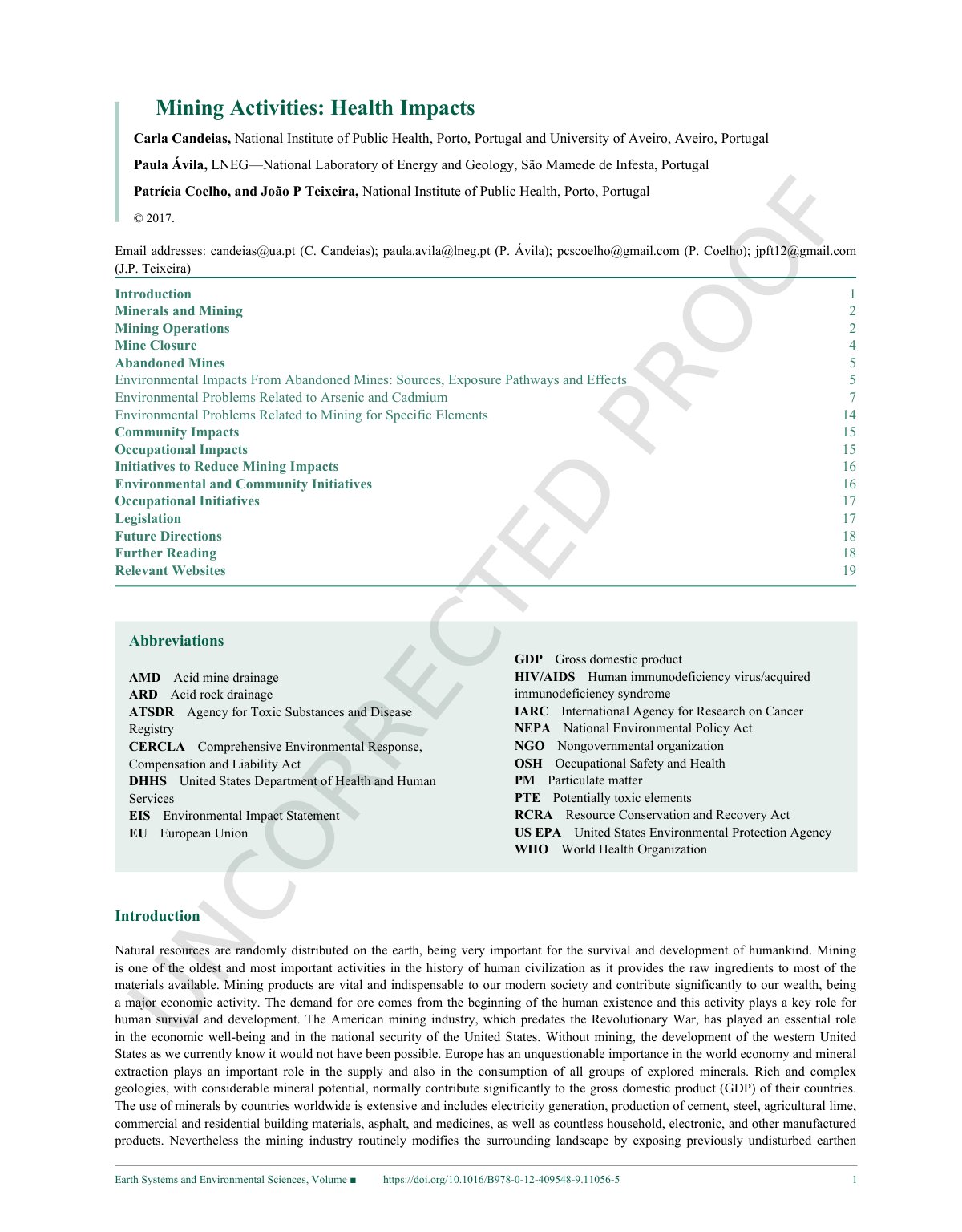 First page of Mining Activities: Health Impacts