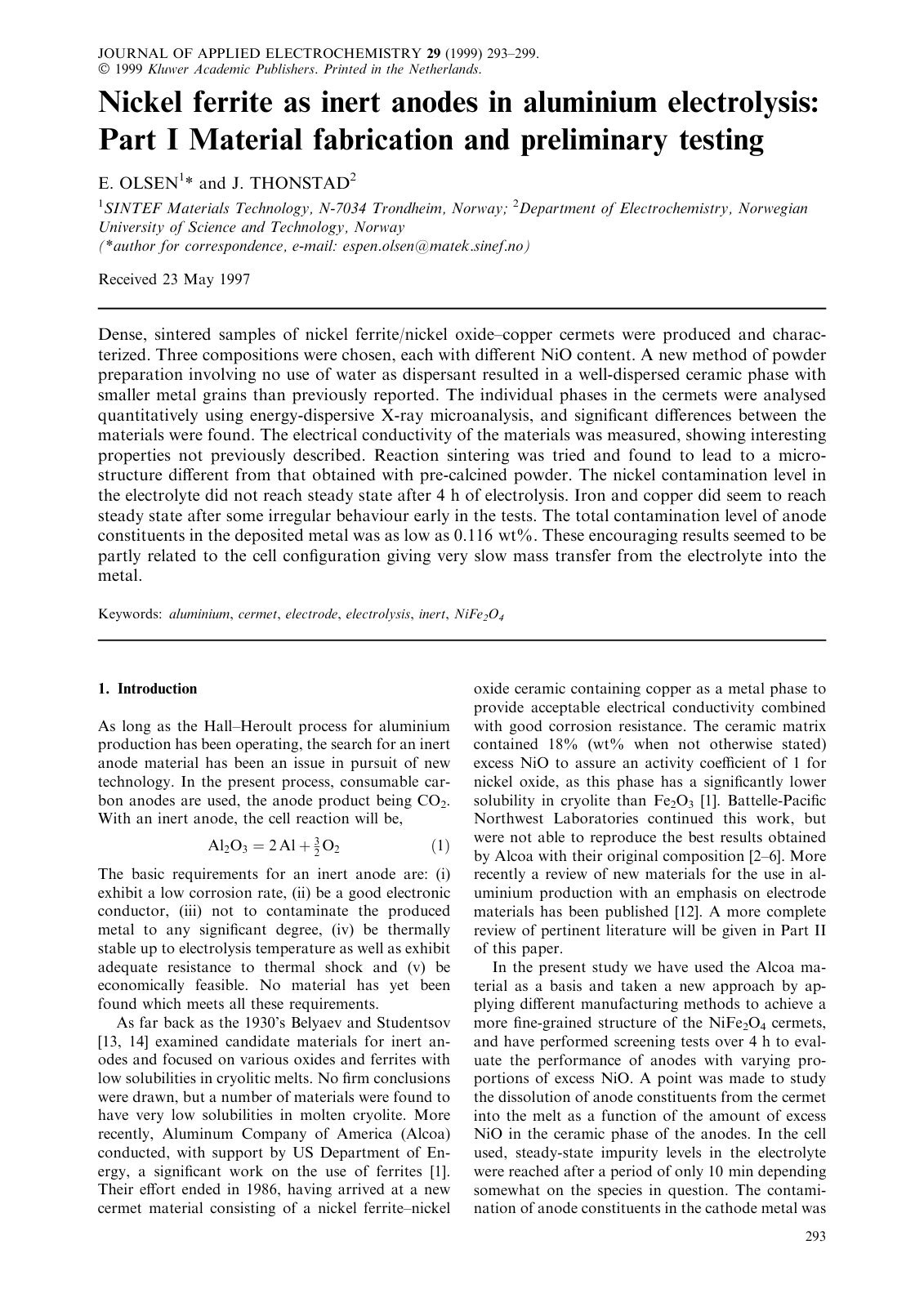 First page of Environmental Impact Assessments in Academic Research