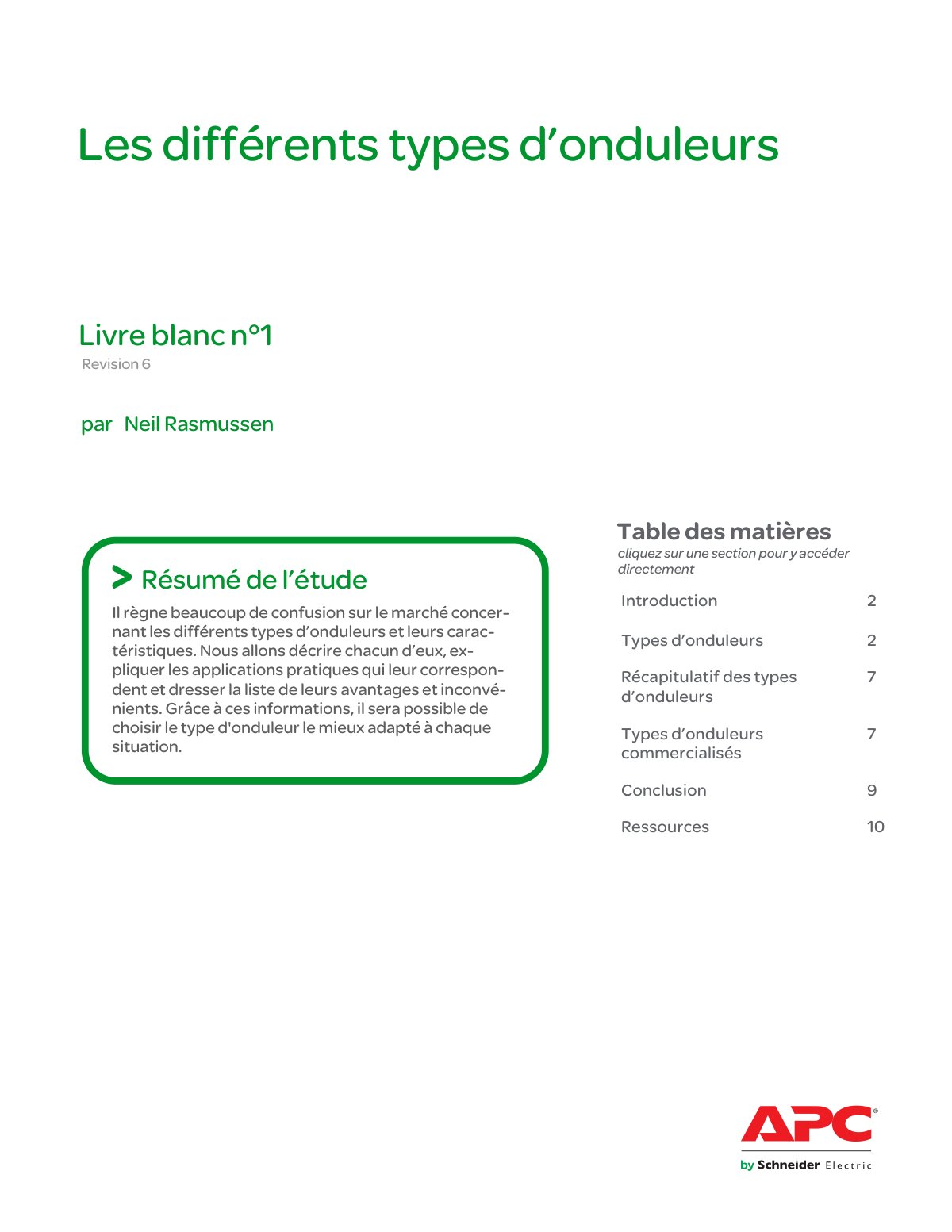 First page of differents types onduleurs