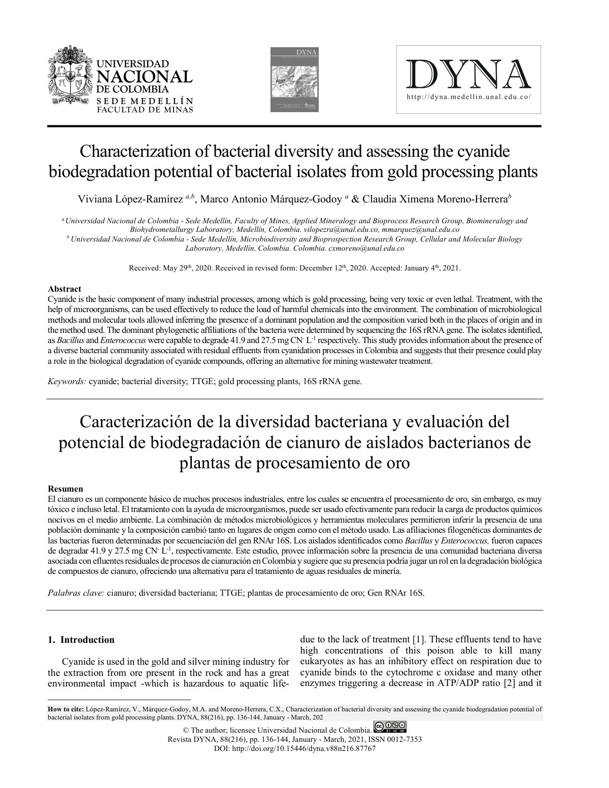 First page of Characterization of bacterial diversity