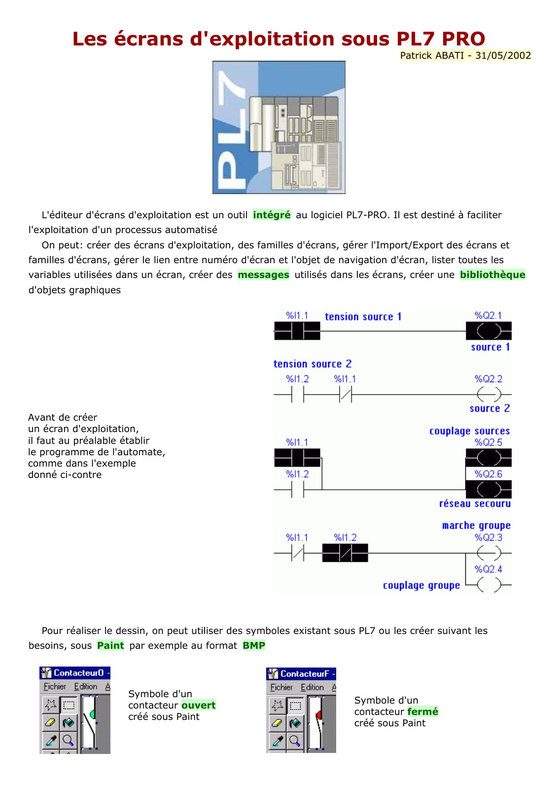 First page of ecrans exploitation