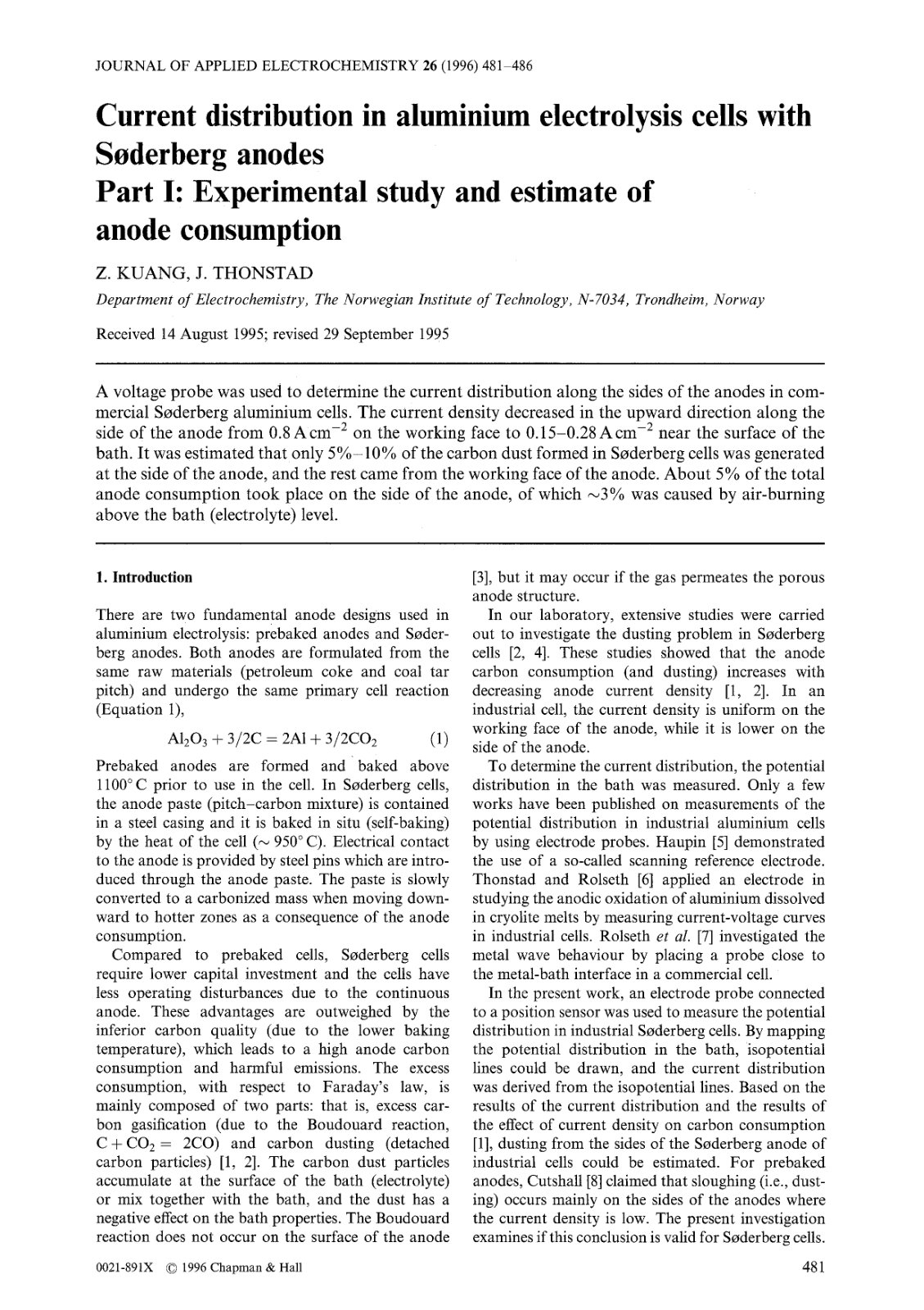 First page of Current distribution in aluminium electr