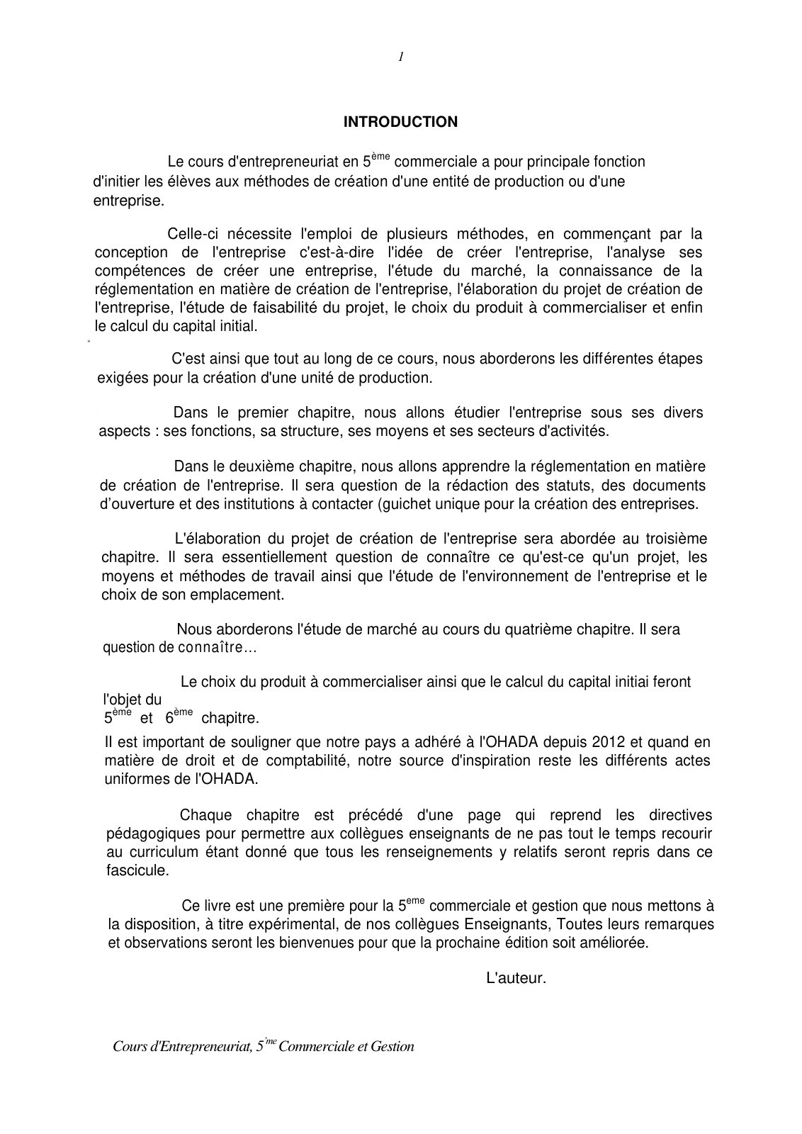 First page of ENTREPRENARIAT(0) 051234