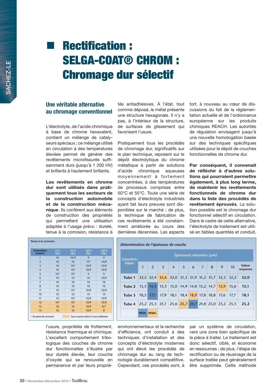 First page of Chromage dur sélectif : Une véritable alternative au chromage conventionnel