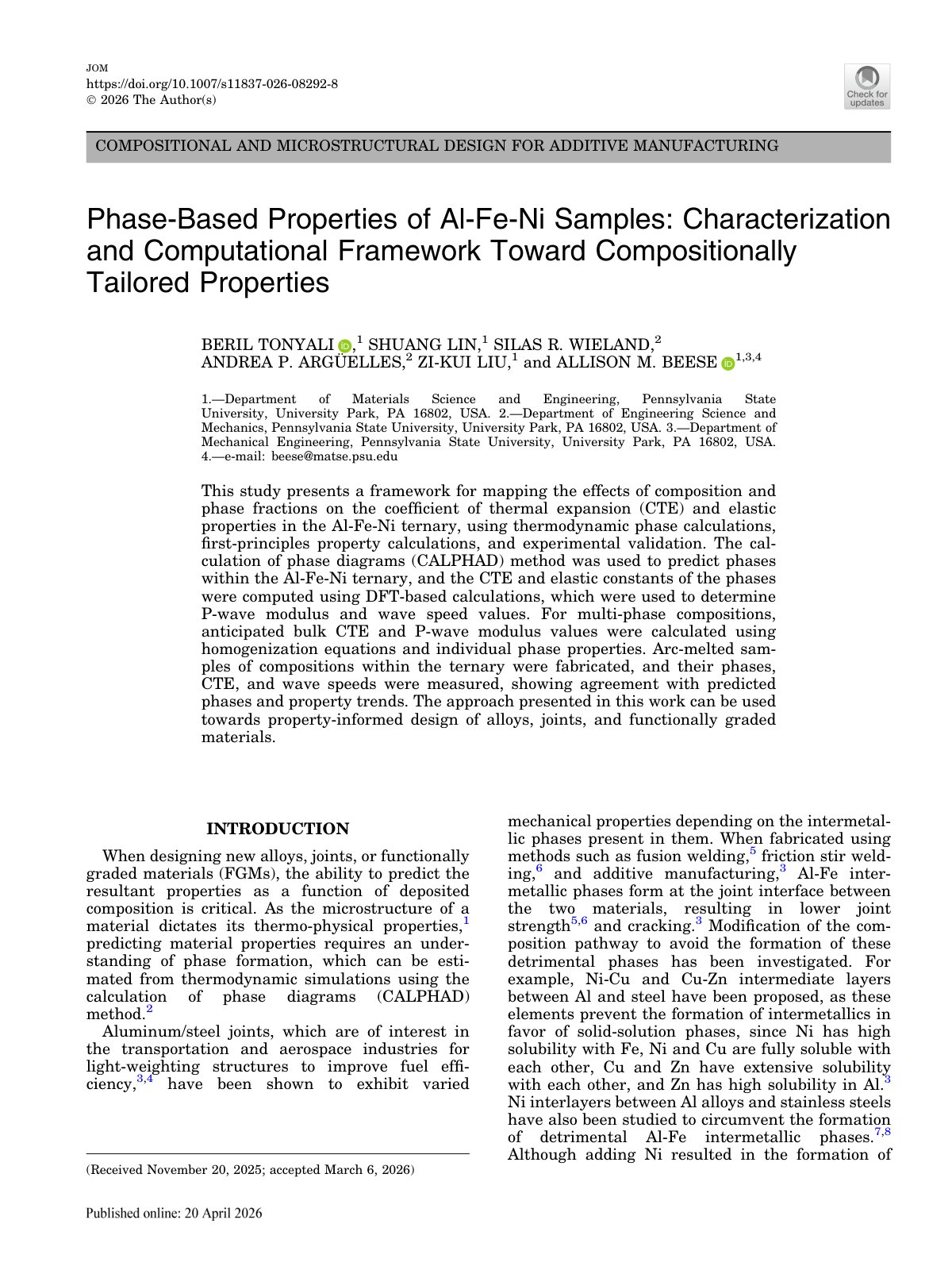 First page of COMPOSITIONAL AND MICROSTRUCTURAL DESIGN FOR ADDITIVE MANUFACTURING
