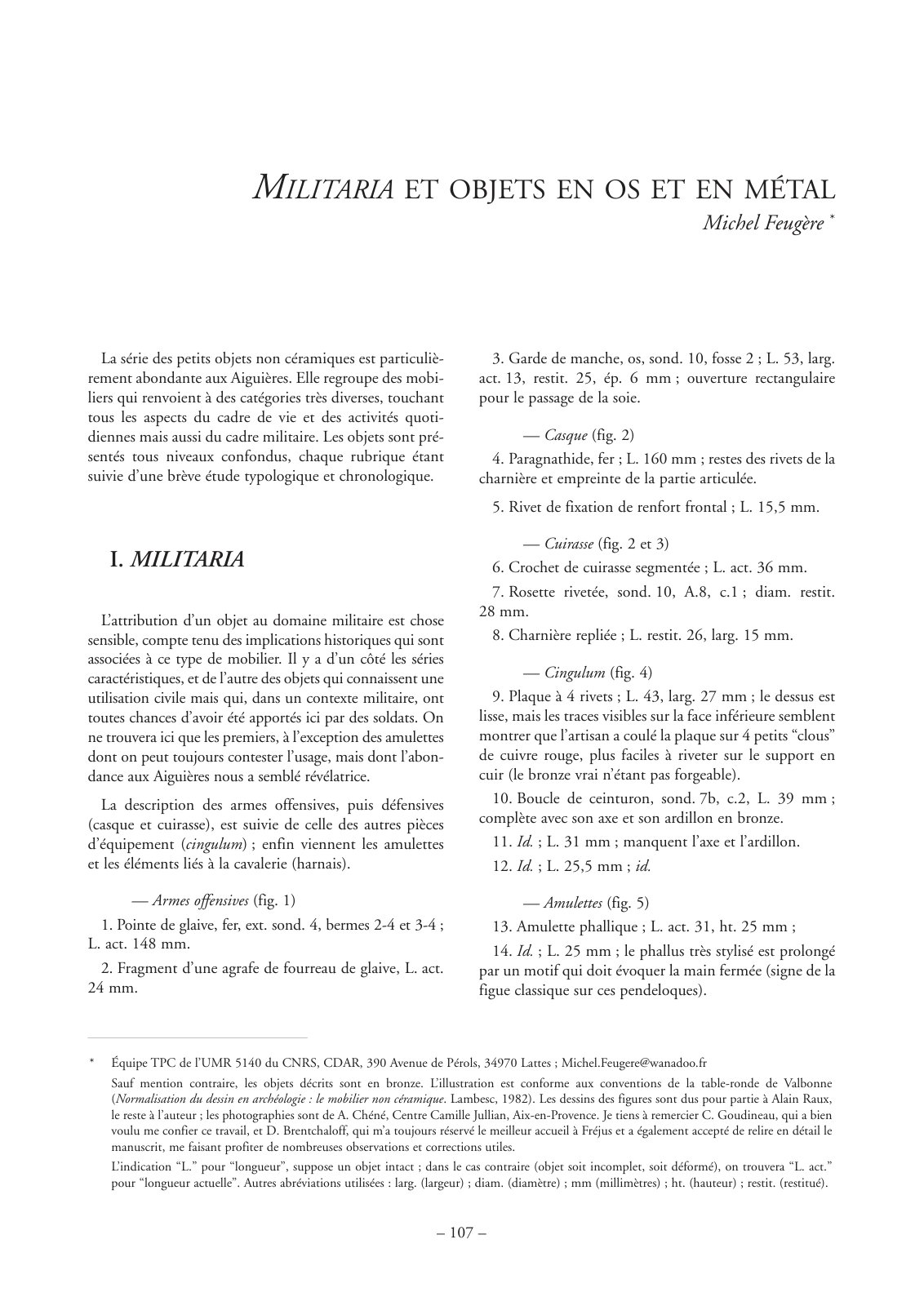 First page of MILITARIA ET OBJETS EN OS ET EN MÉTAL